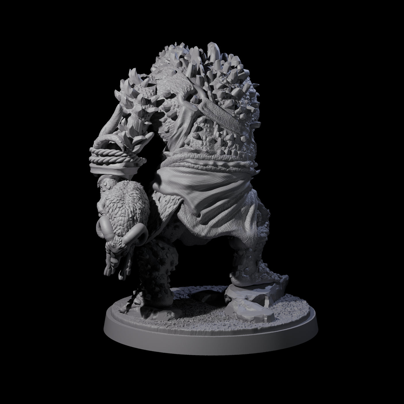 Rocky Ogre C Miniature for Dungeons and Dragons, Pathfinder or other TTRPGs