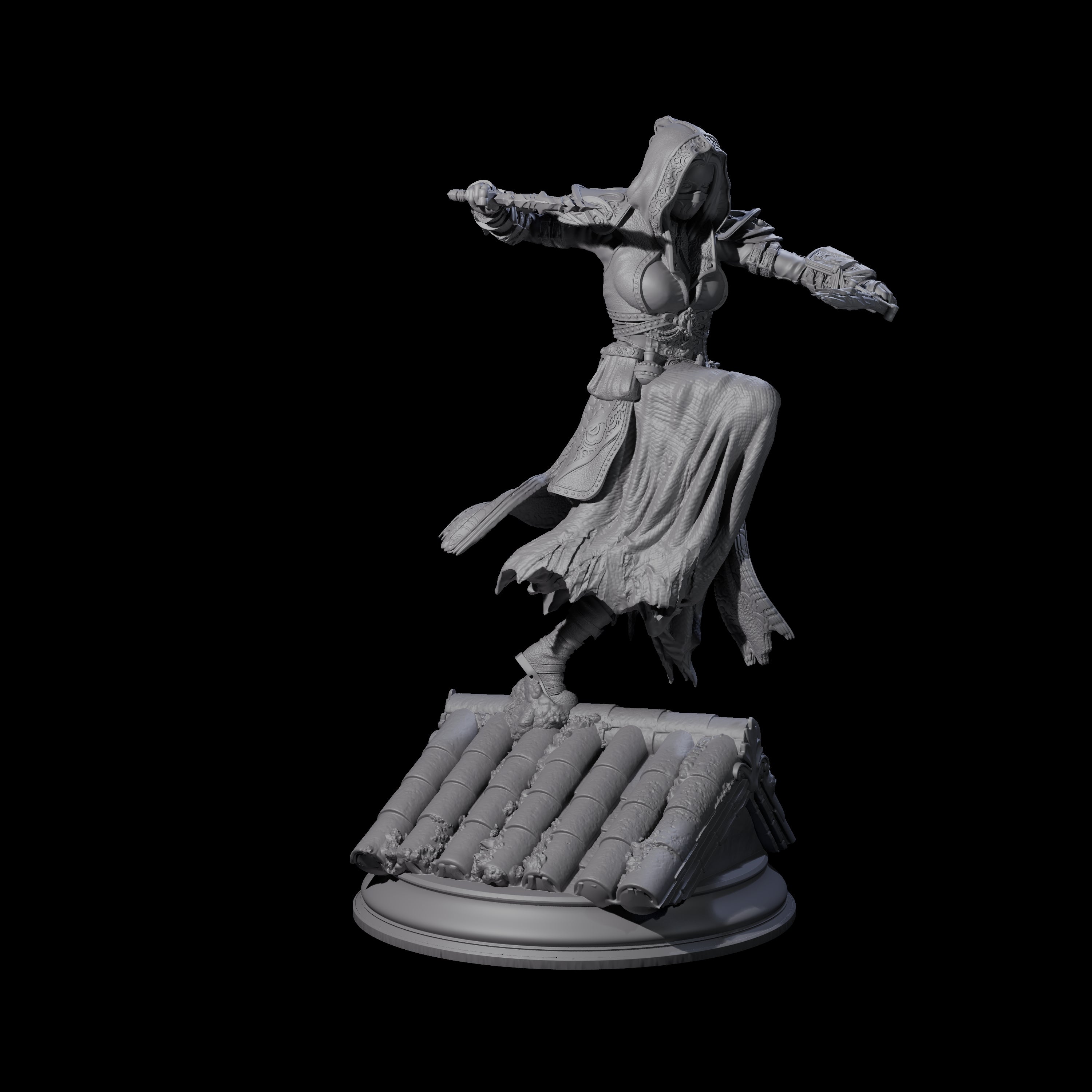 Roof Running Female Assassin Miniature for Dungeons and Dragons, Pathfinder or other TTRPGs