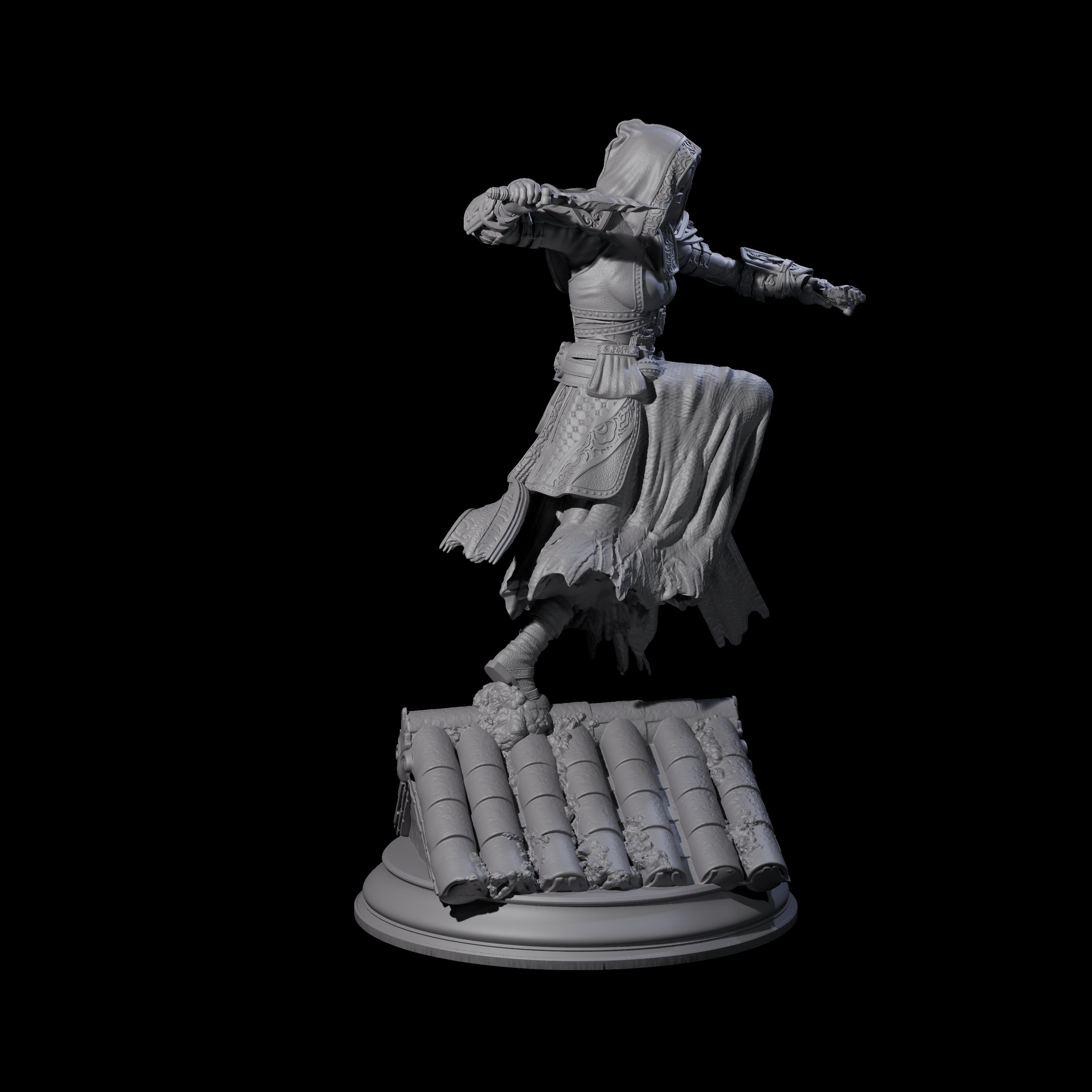 Roof Running Female Assassin Miniature for Dungeons and Dragons, Pathfinder or other TTRPGs