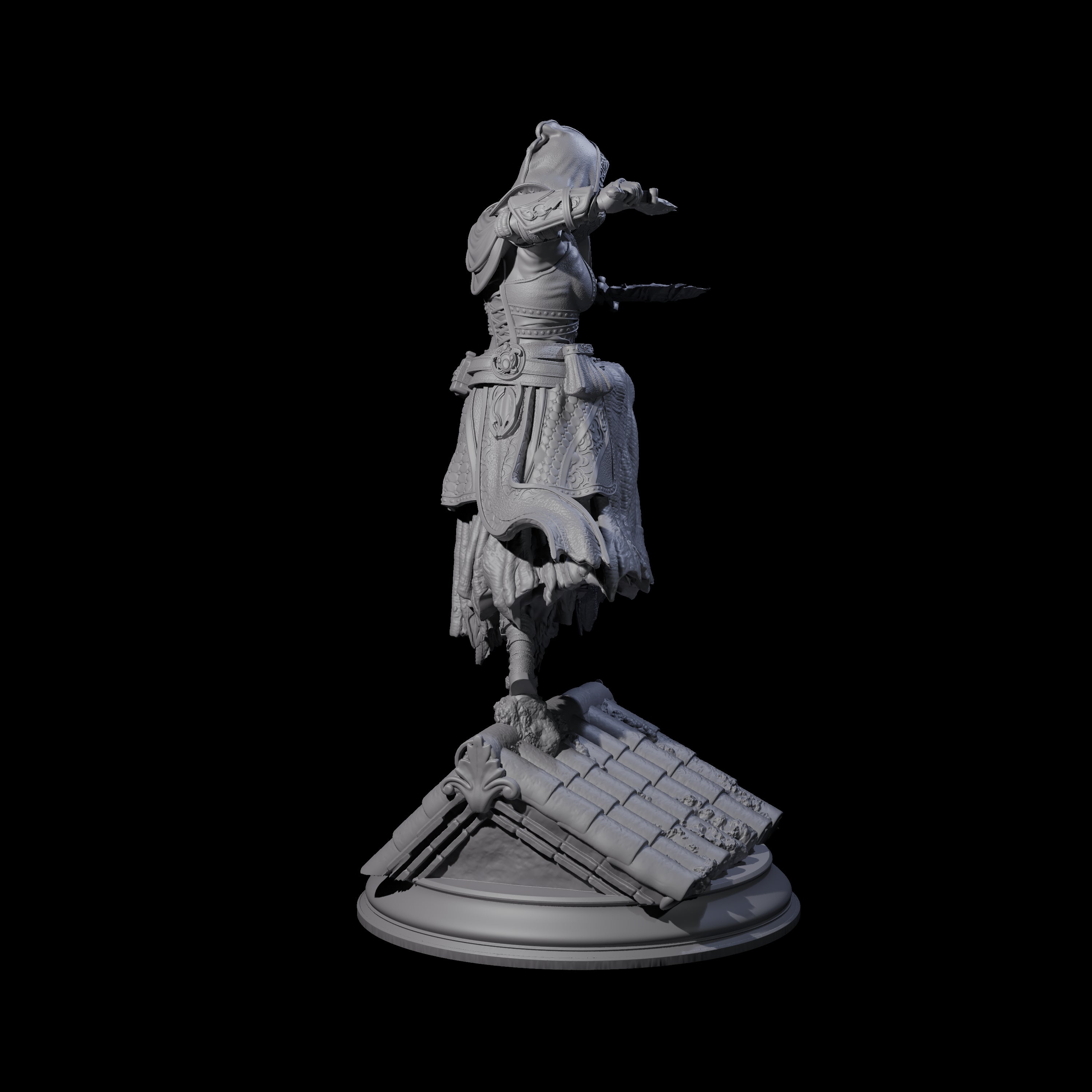 Roof Running Female Assassin Miniature for Dungeons and Dragons, Pathfinder or other TTRPGs
