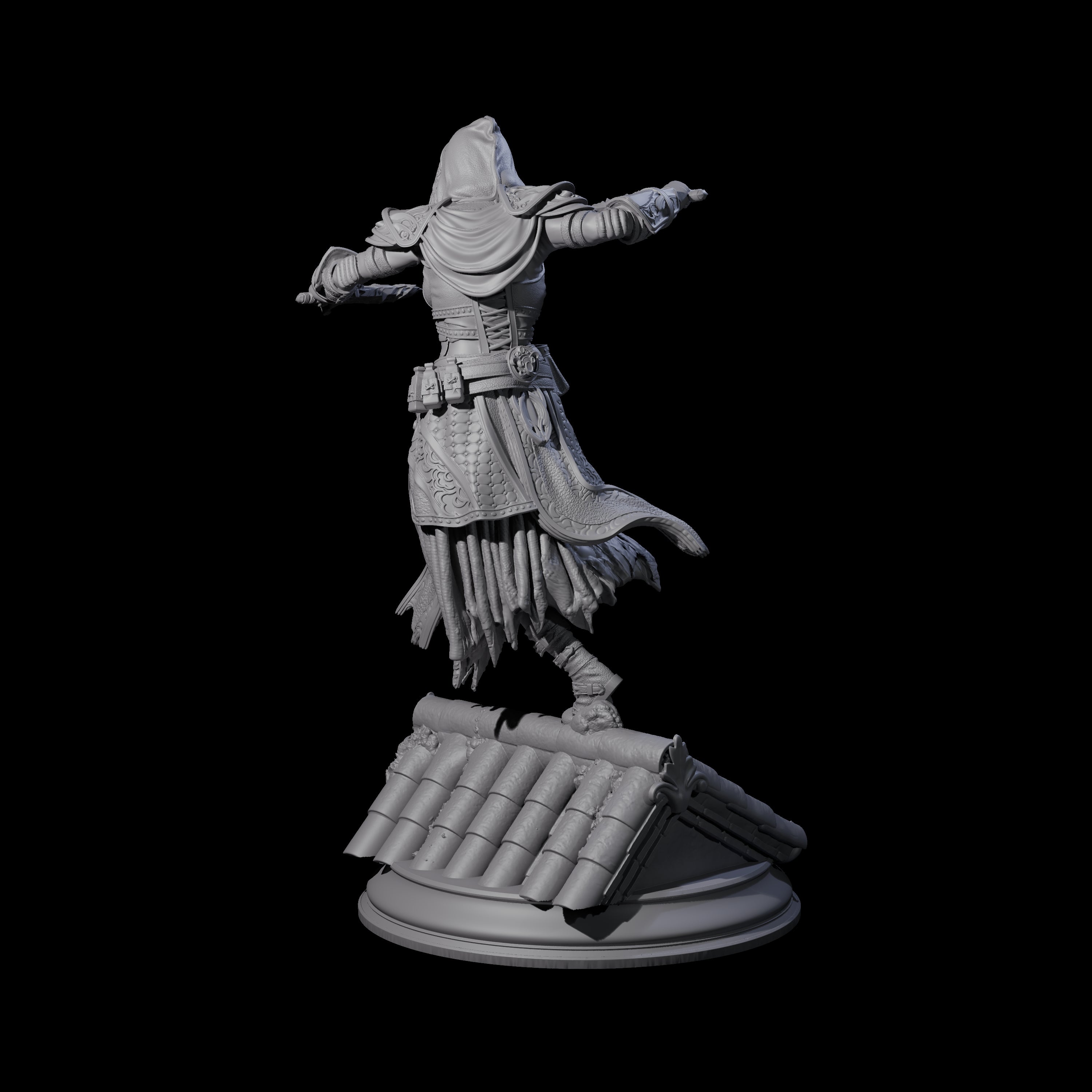 Roof Running Female Assassin Miniature for Dungeons and Dragons, Pathfinder or other TTRPGs