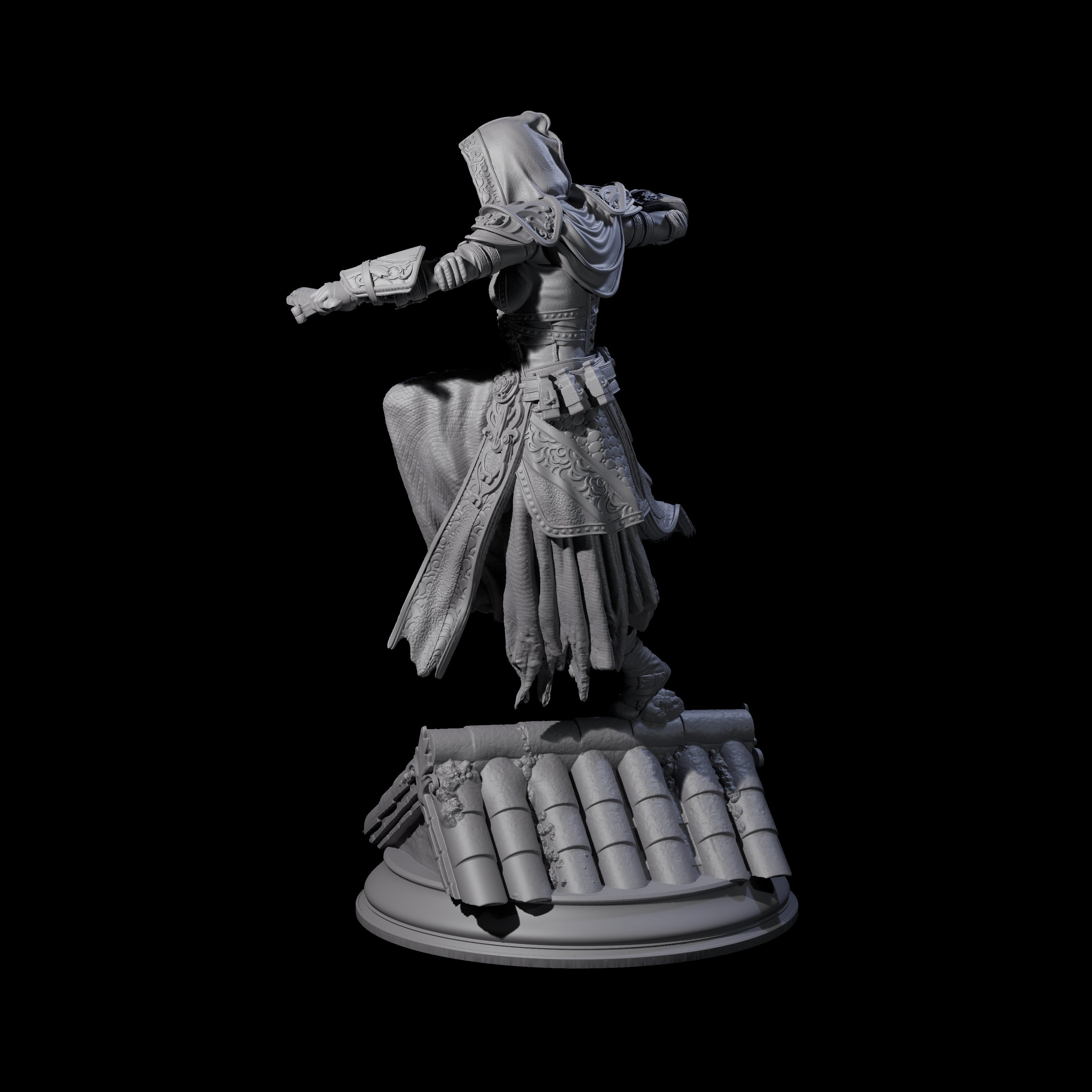 Roof Running Female Assassin Miniature for Dungeons and Dragons, Pathfinder or other TTRPGs
