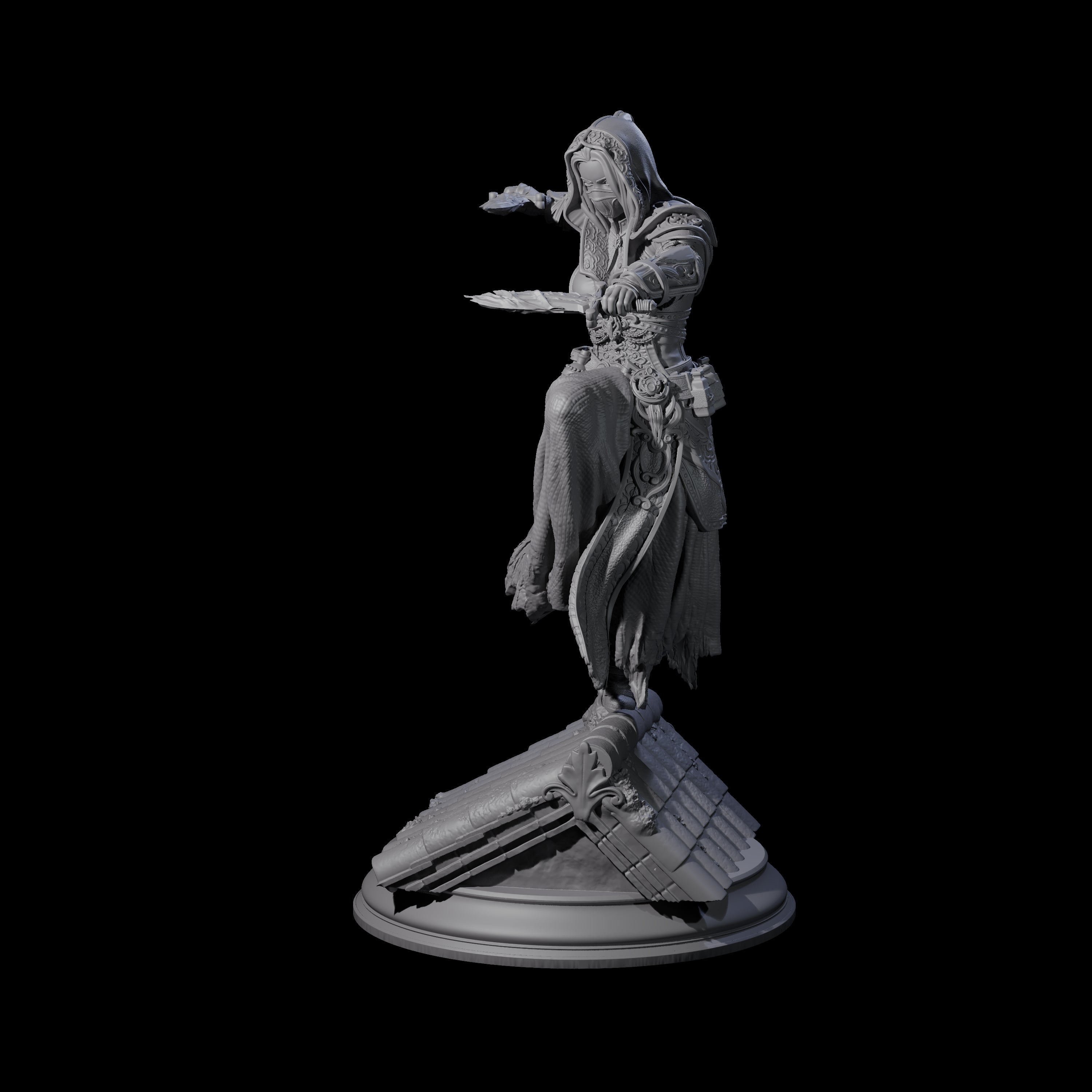 Roof Running Female Assassin Miniature for Dungeons and Dragons, Pathfinder or other TTRPGs
