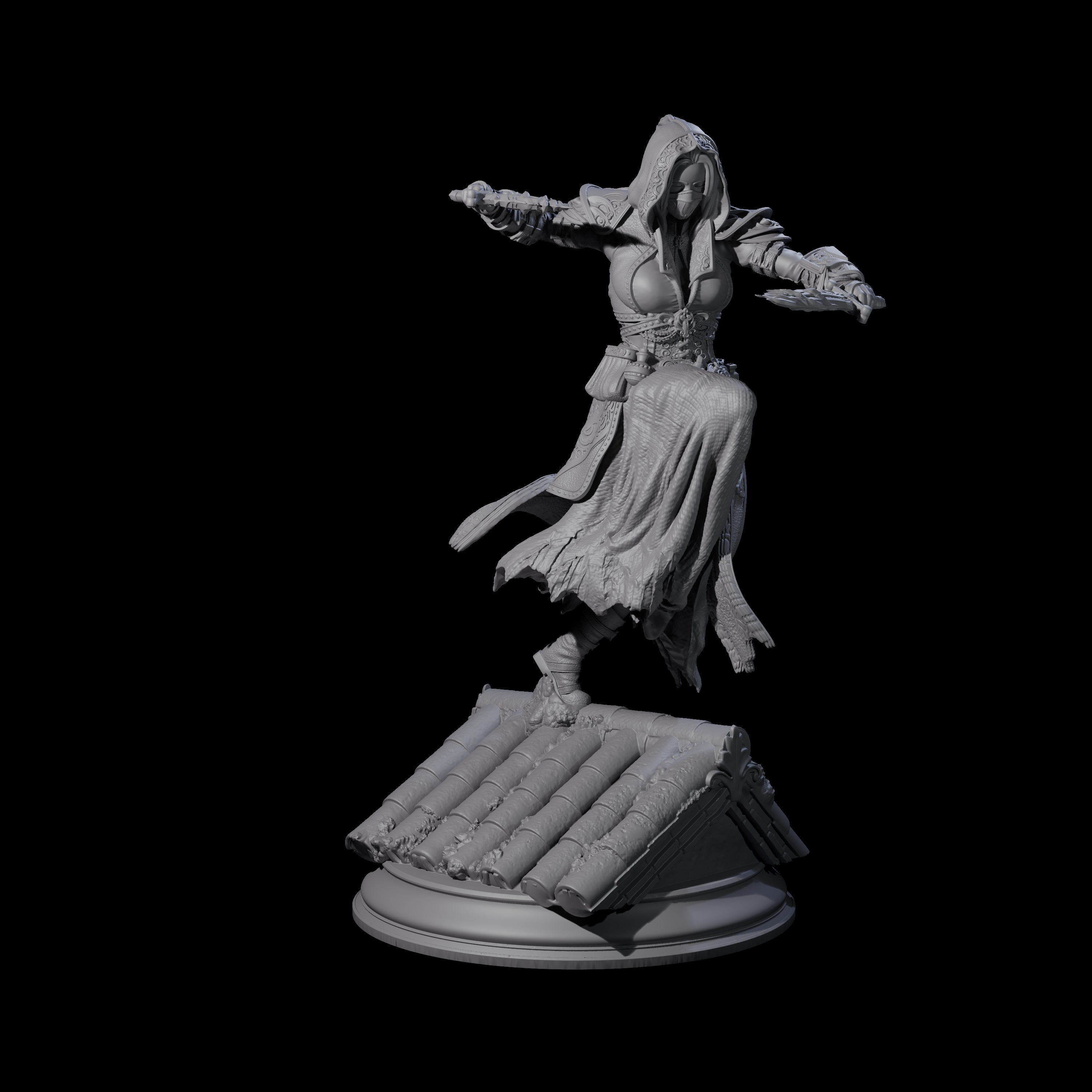 Roof Running Female Assassin Miniature for Dungeons and Dragons, Pathfinder or other TTRPGs