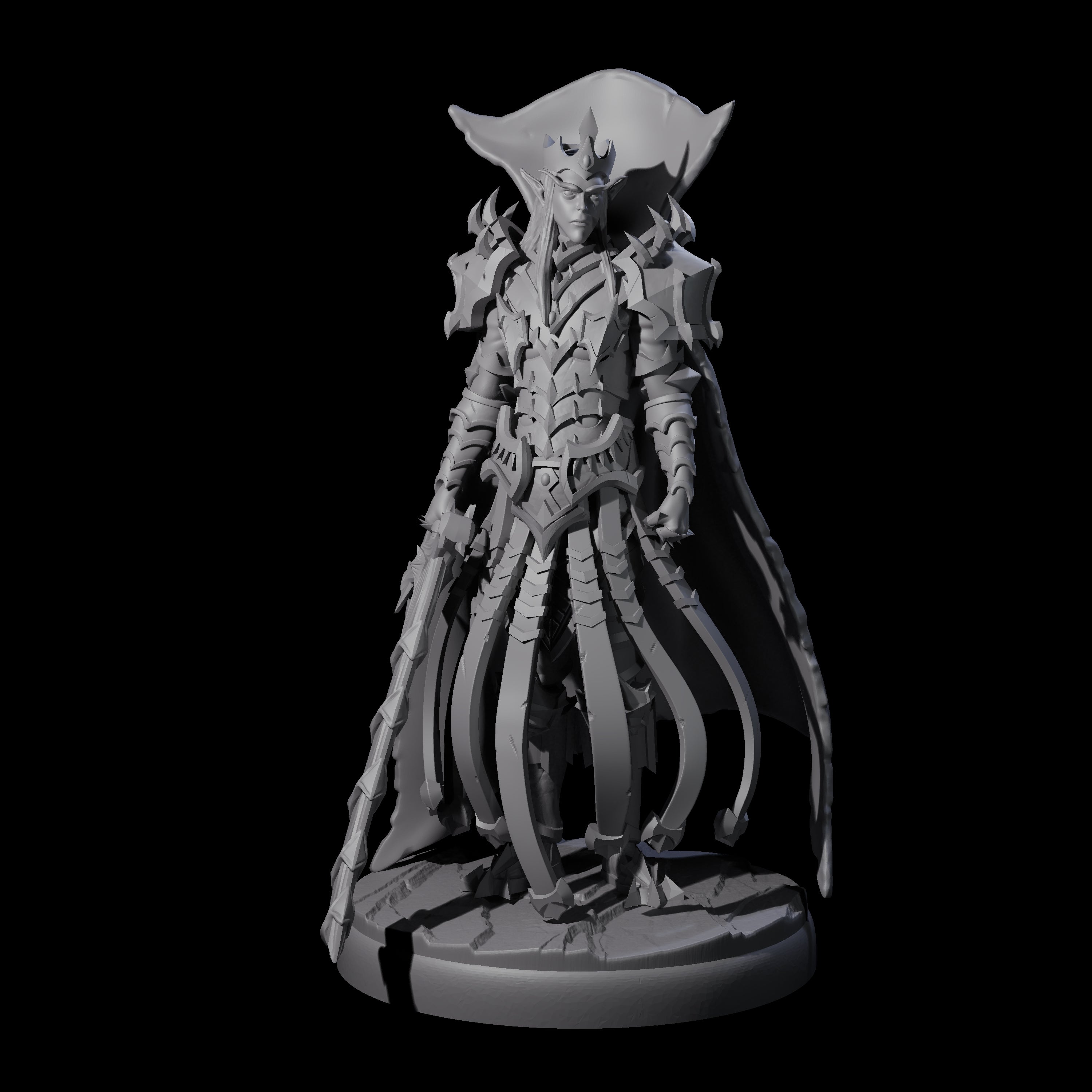 Royal Dark Elf Knight A Miniature for Dungeons and Dragons, Pathfinder or other TTRPGs