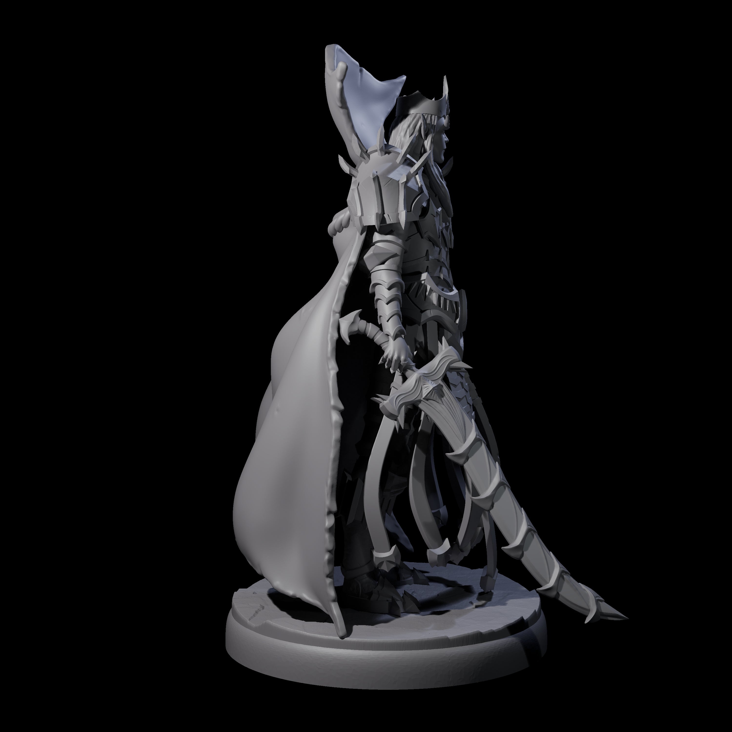 Royal Dark Elf Knight A Miniature for Dungeons and Dragons, Pathfinder or other TTRPGs