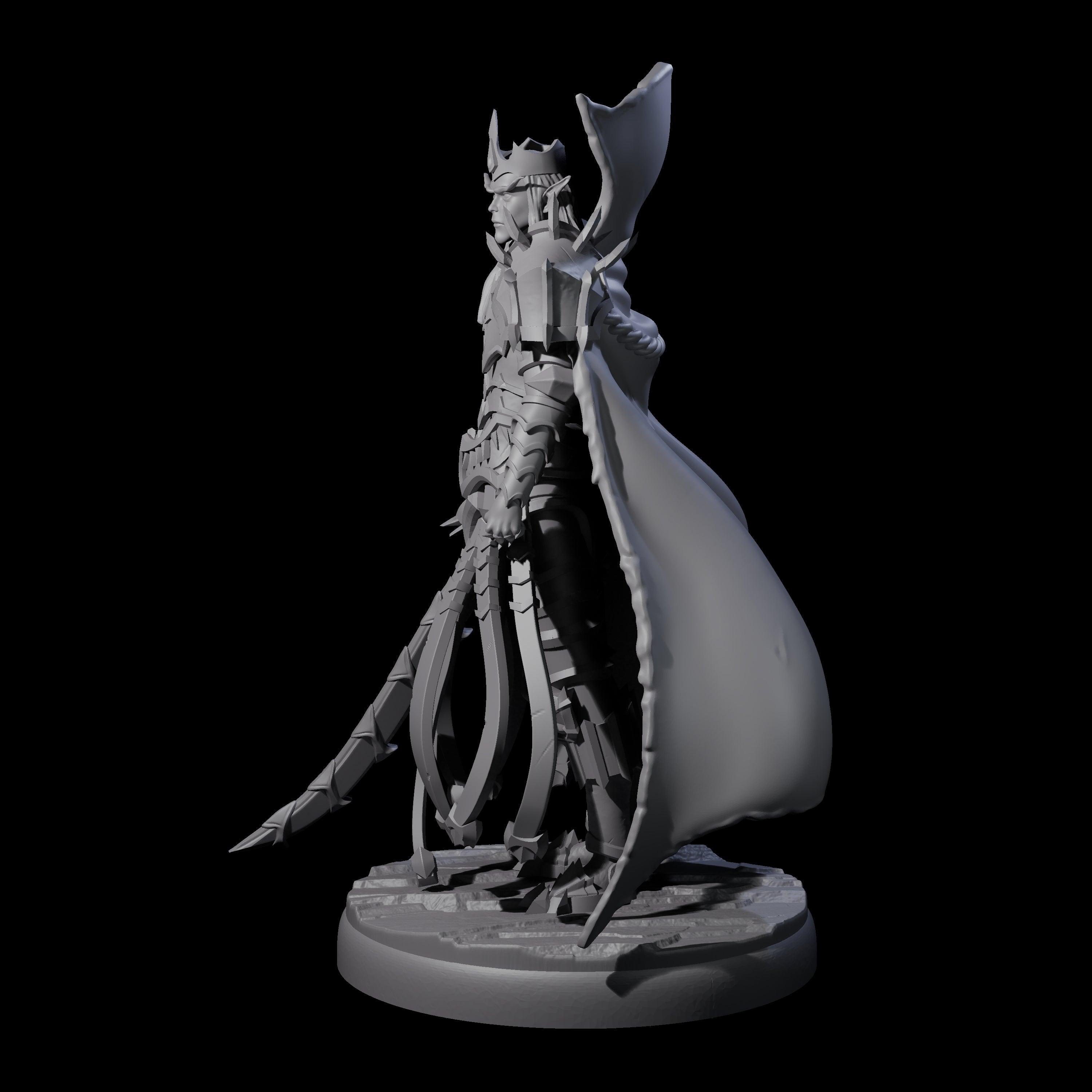 Royal Dark Elf Knight A Miniature for Dungeons and Dragons, Pathfinder or other TTRPGs