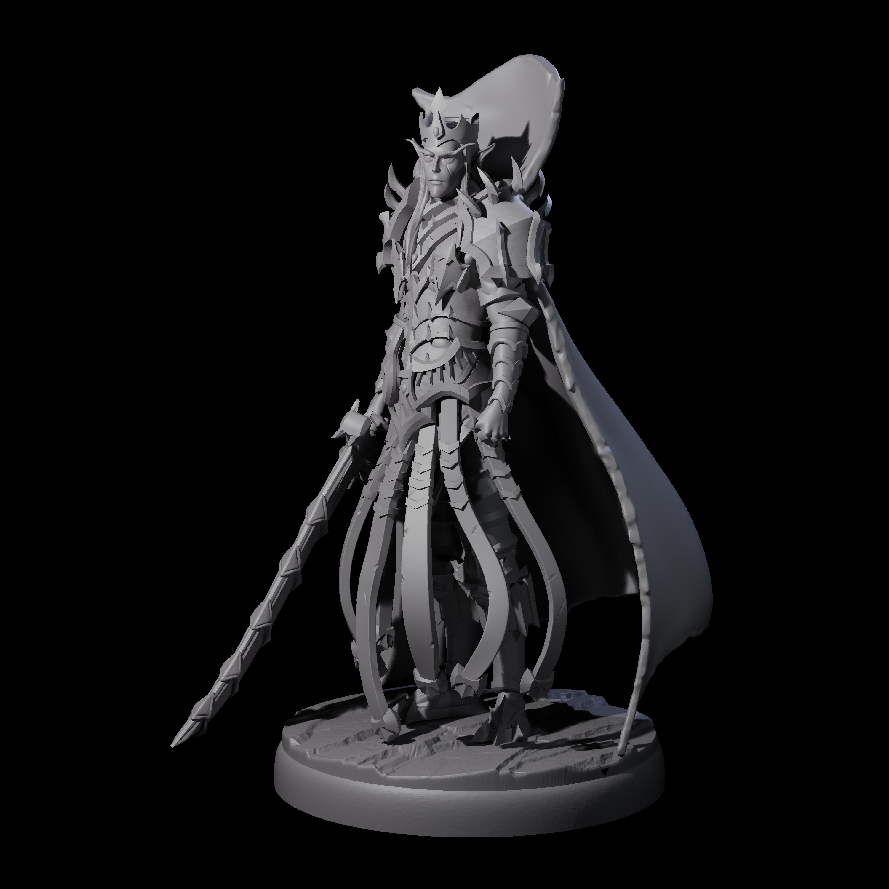 Royal Dark Elf Knight A Miniature for Dungeons and Dragons, Pathfinder or other TTRPGs