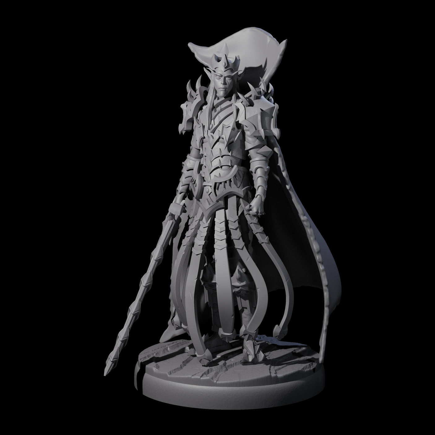 Royal Dark Elf Knight A Miniature for Dungeons and Dragons, Pathfinder or other TTRPGs