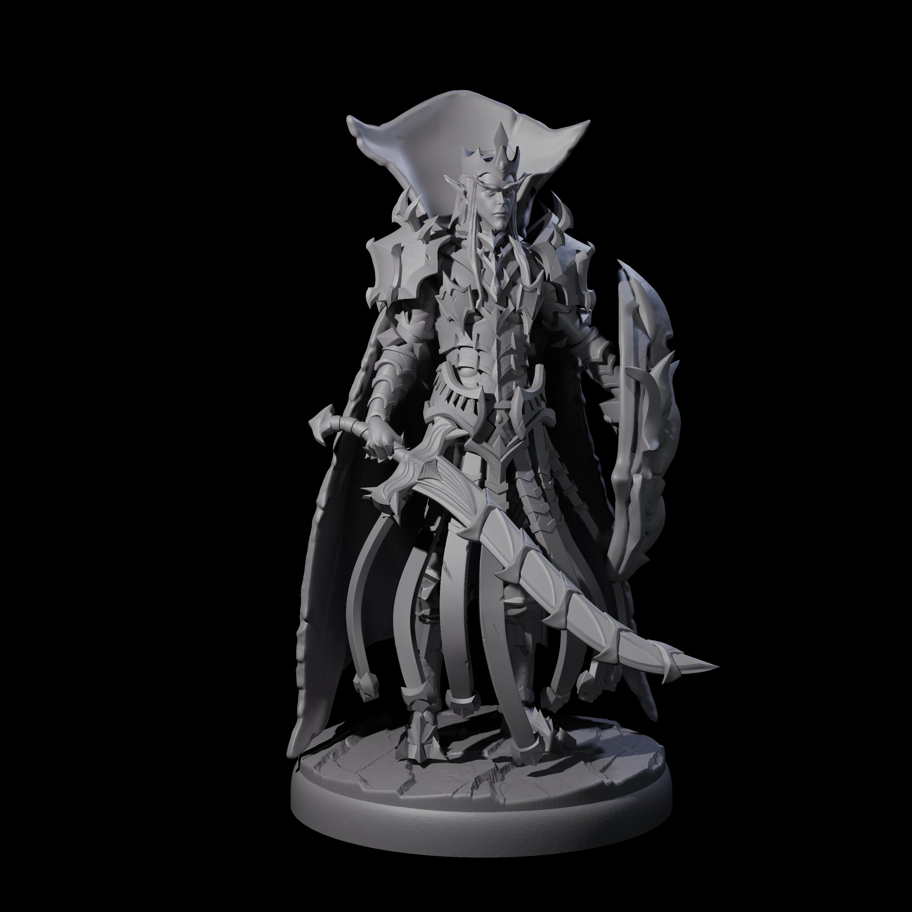 Royal Dark Elf Knight B Miniature for Dungeons and Dragons, Pathfinder or other TTRPGs