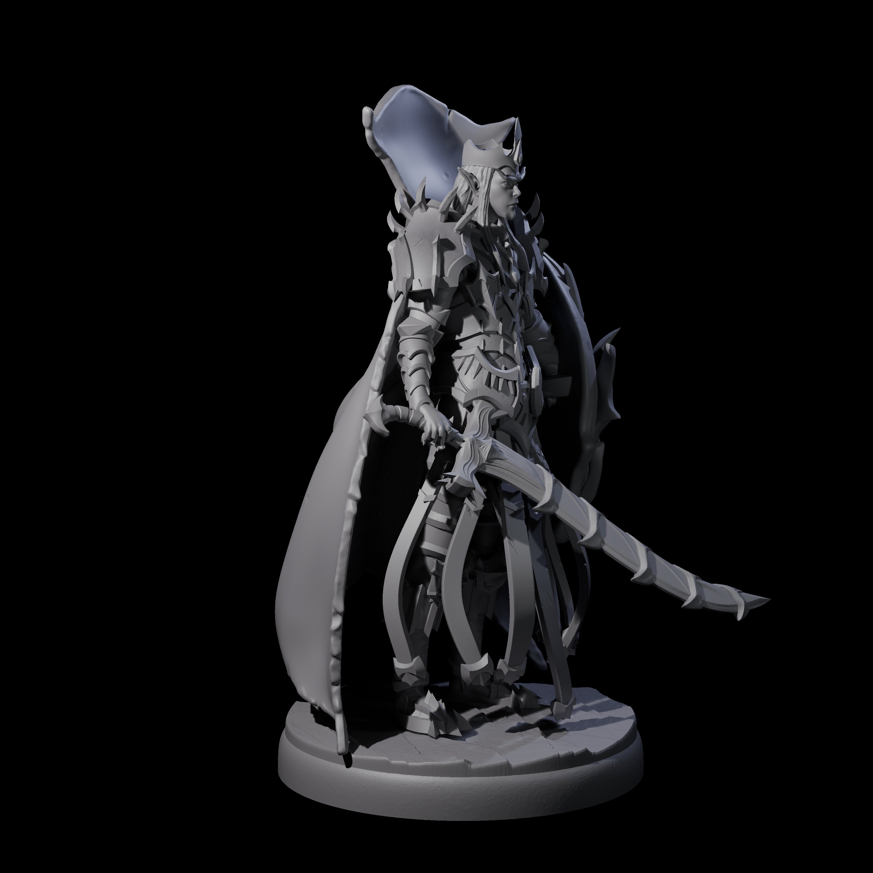 Royal Dark Elf Knight B Miniature for Dungeons and Dragons, Pathfinder or other TTRPGs
