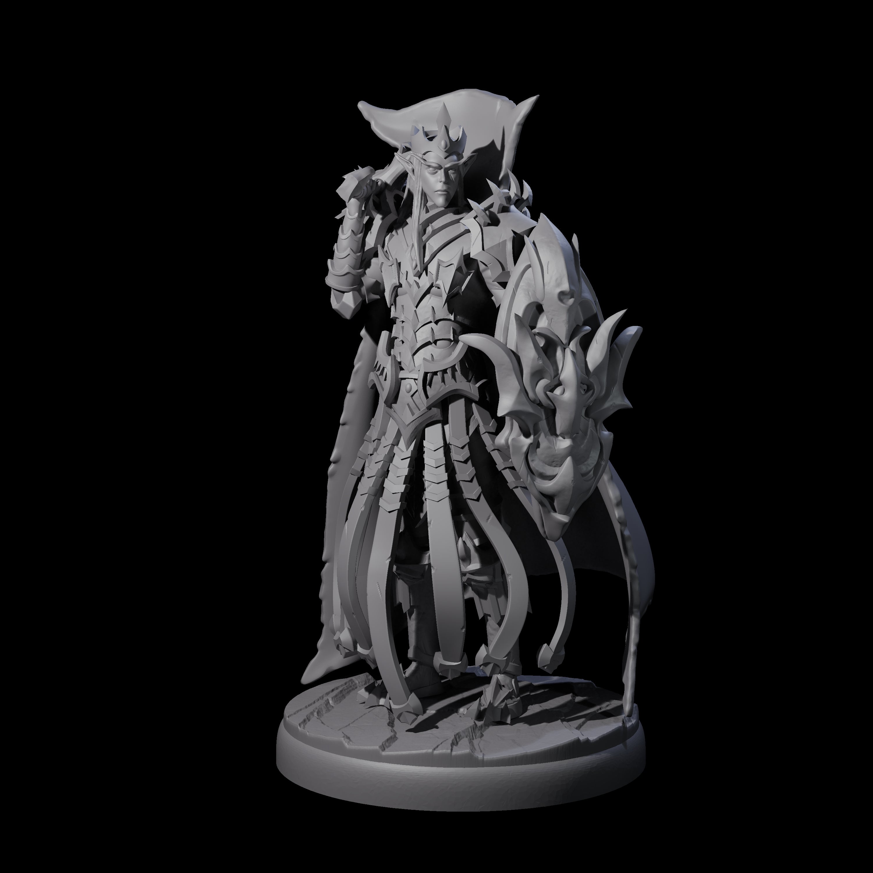 Royal Dark Elf Knight C Miniature for Dungeons and Dragons, Pathfinder or other TTRPGs