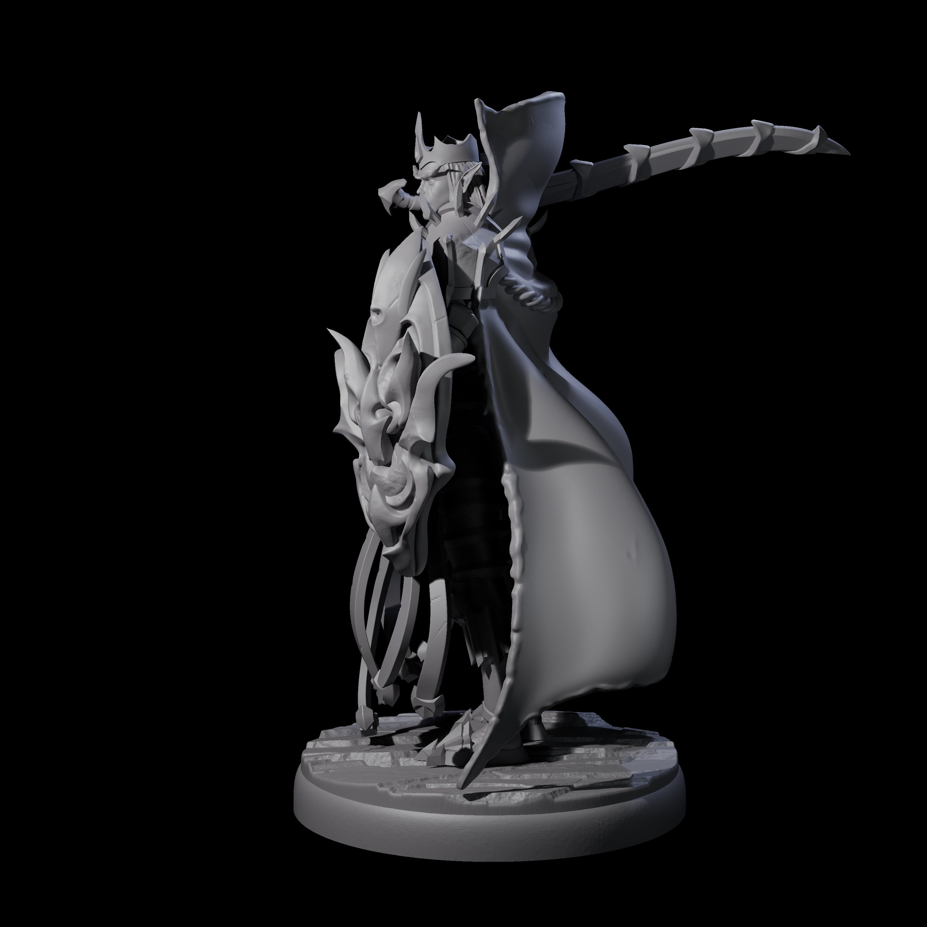 Royal Dark Elf Knight C Miniature for Dungeons and Dragons, Pathfinder or other TTRPGs
