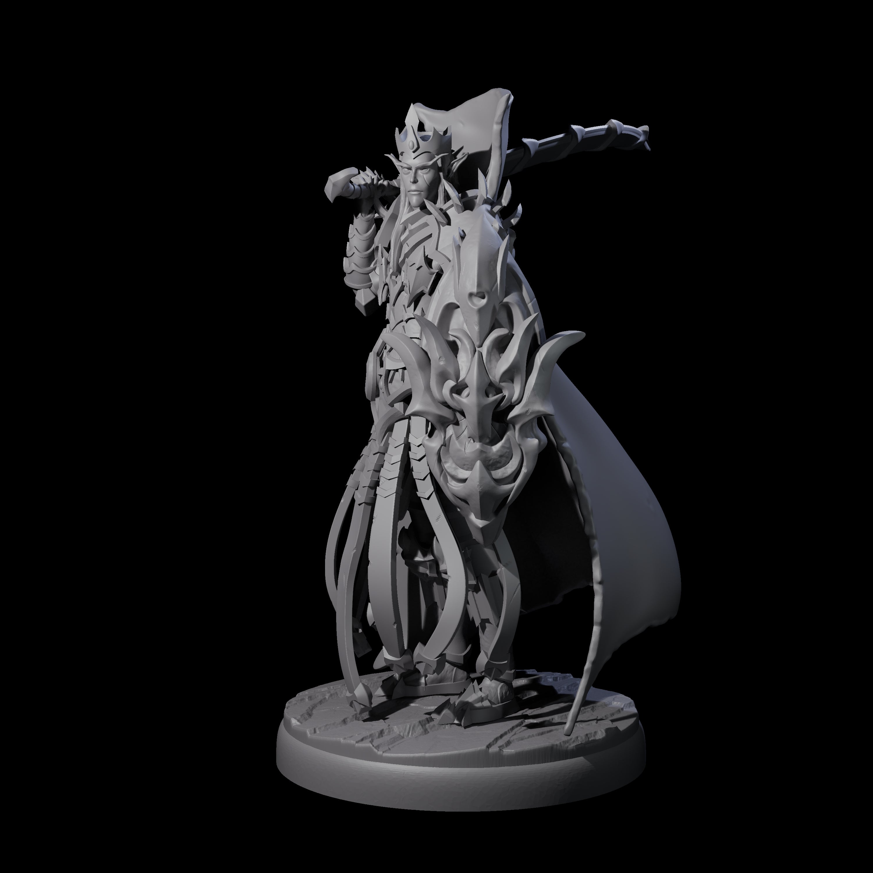 Royal Dark Elf Knight C Miniature for Dungeons and Dragons, Pathfinder or other TTRPGs