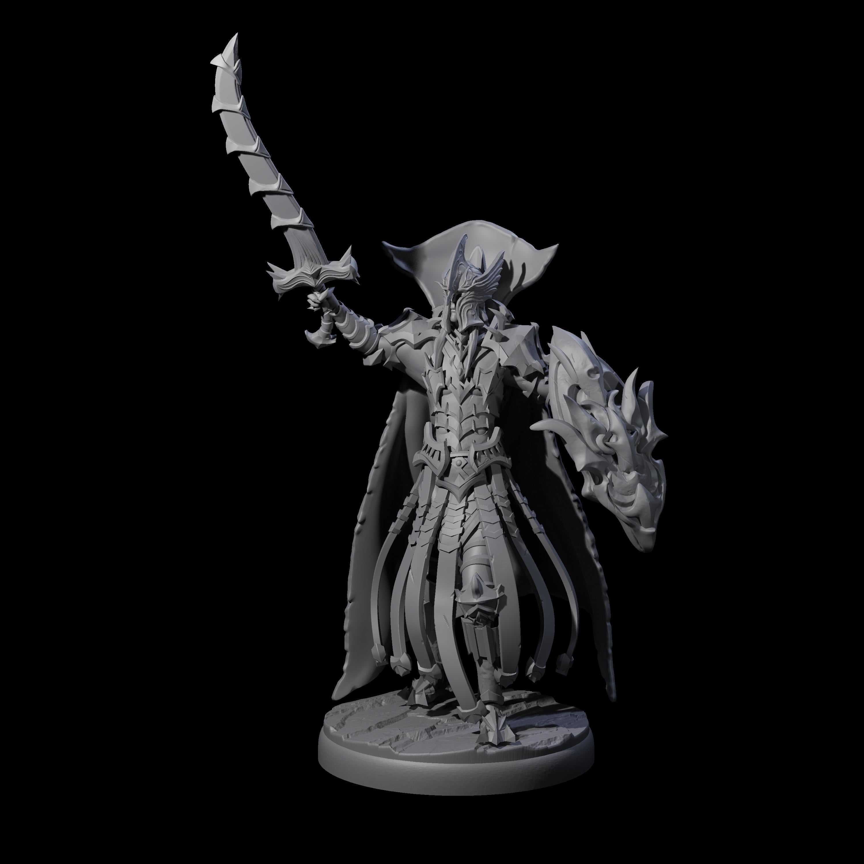 Royal Dark Elf Knight Champion Miniature for Dungeons and Dragons, Pathfinder or other TTRPGs