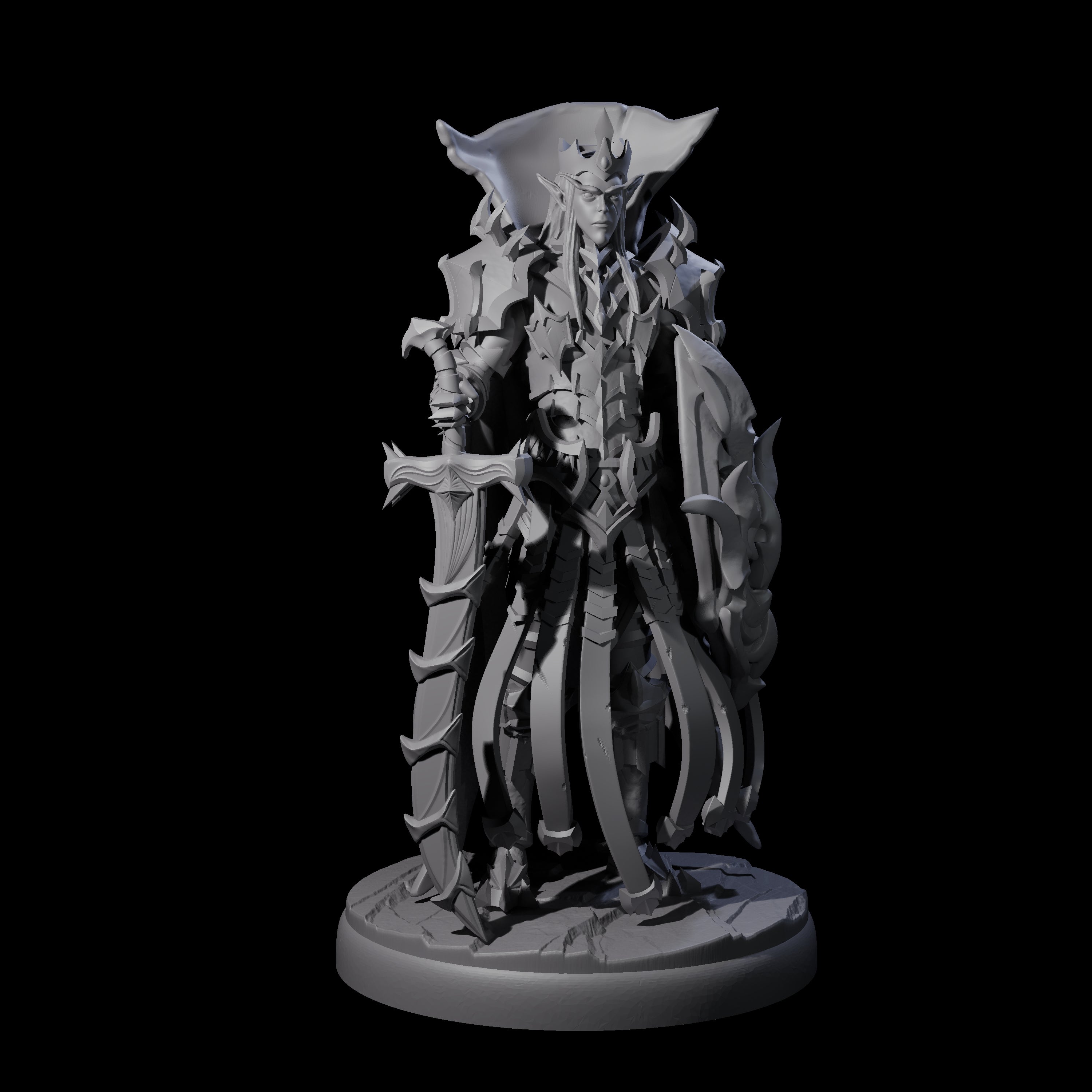 Royal Dark Elf Knight D Miniature for Dungeons and Dragons, Pathfinder or other TTRPGs