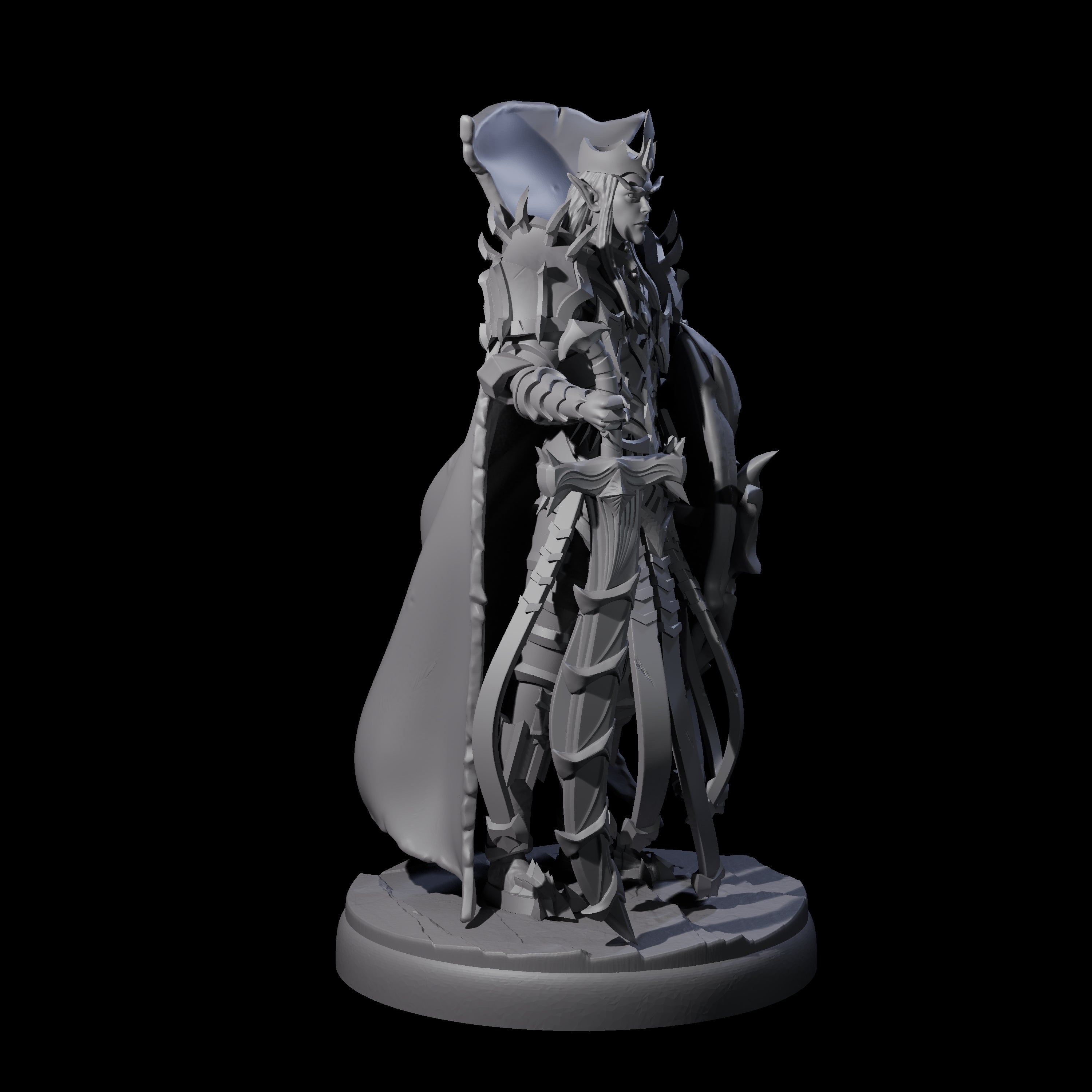 Royal Dark Elf Knight D Miniature for Dungeons and Dragons, Pathfinder or other TTRPGs
