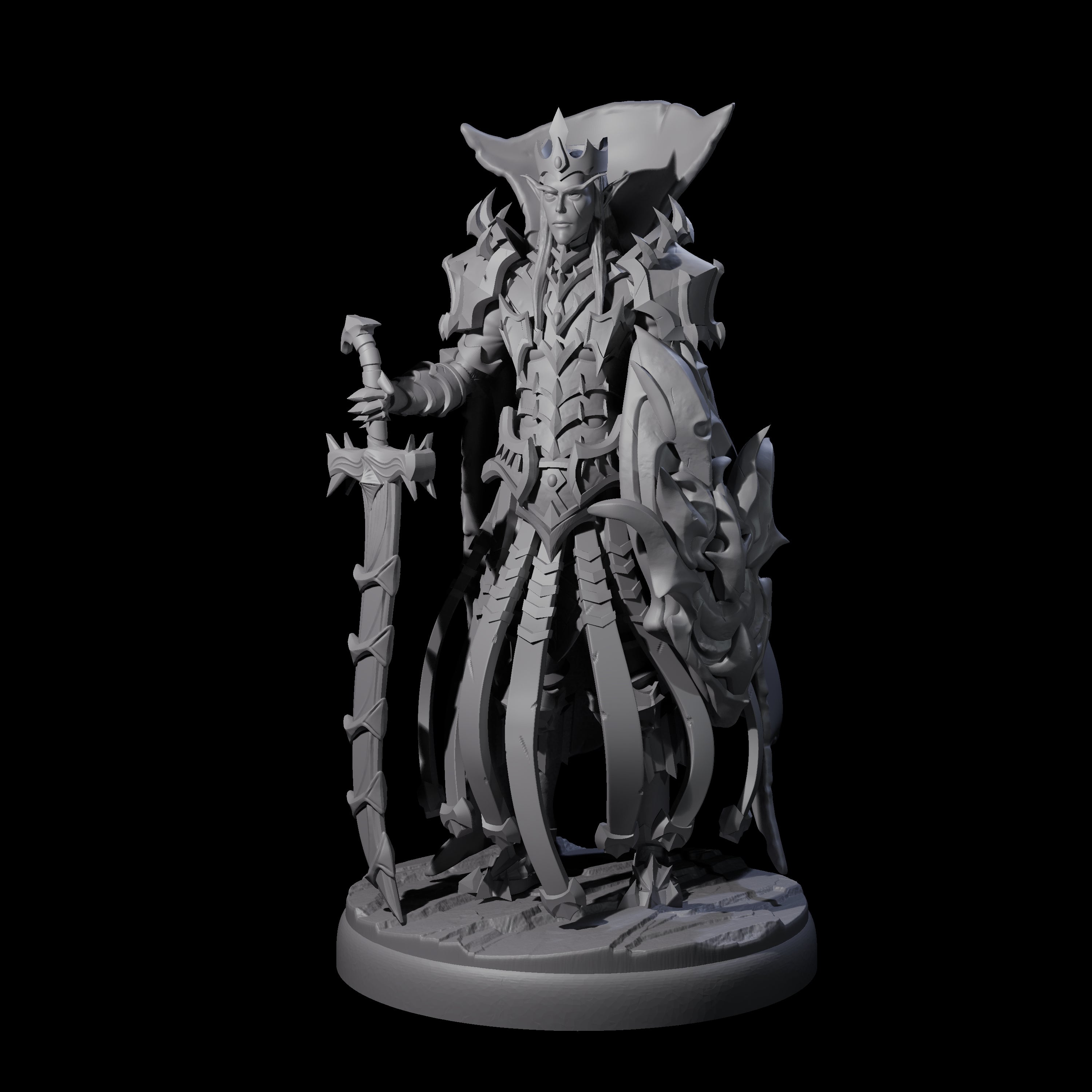 Royal Dark Elf Knight D Miniature for Dungeons and Dragons, Pathfinder or other TTRPGs