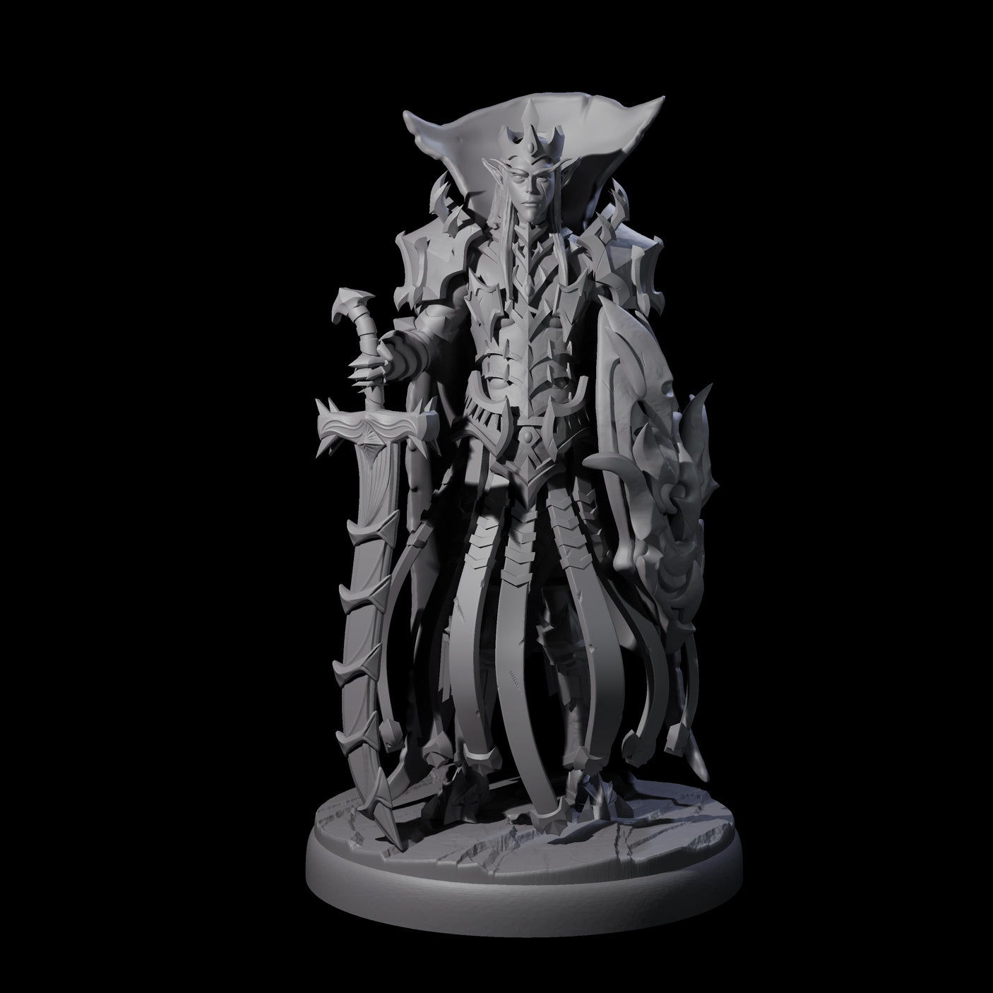 Royal Dark Elf Knight D Miniature for Dungeons and Dragons, Pathfinder or other TTRPGs