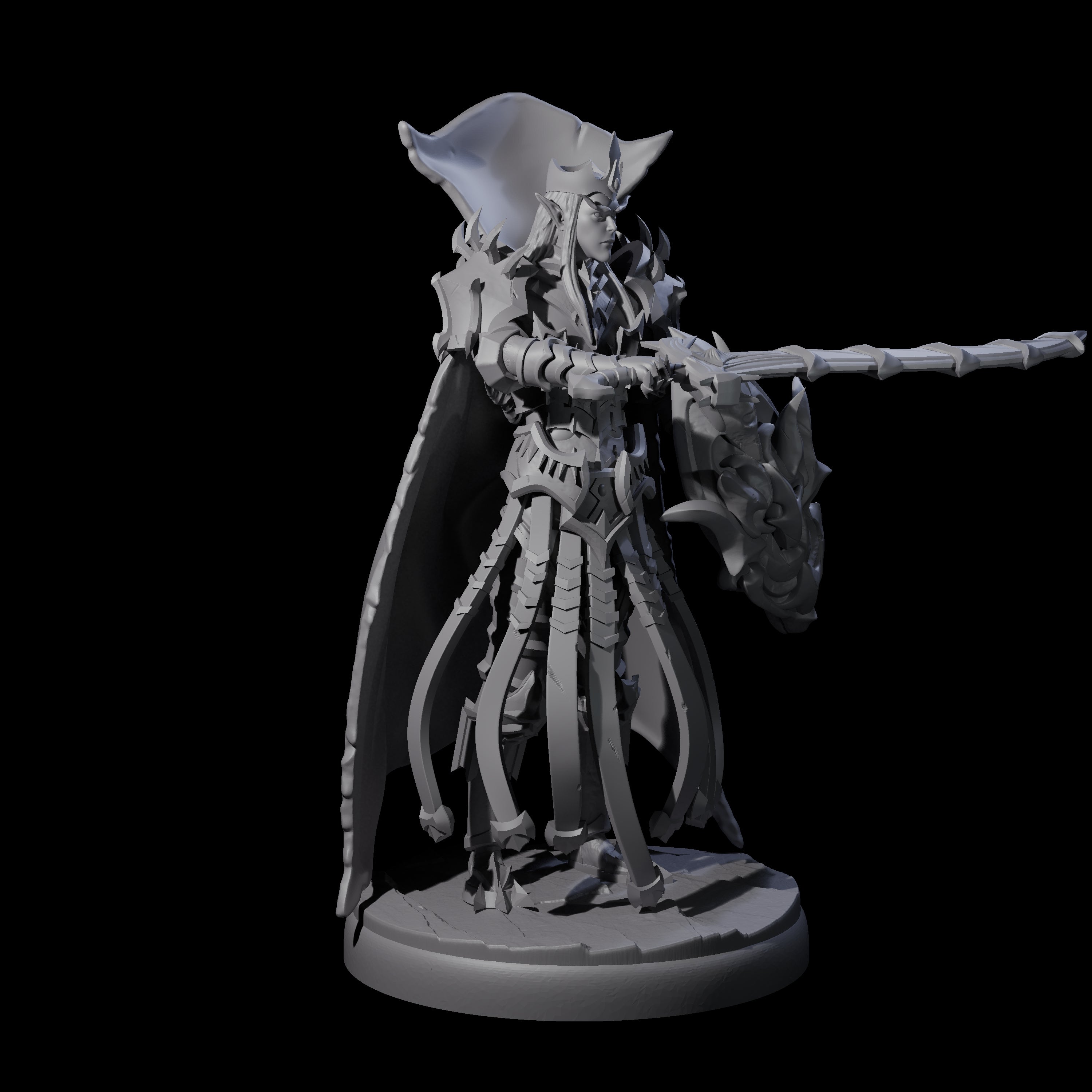 Royal Dark Elf Knight E Miniature for Dungeons and Dragons, Pathfinder or other TTRPGs
