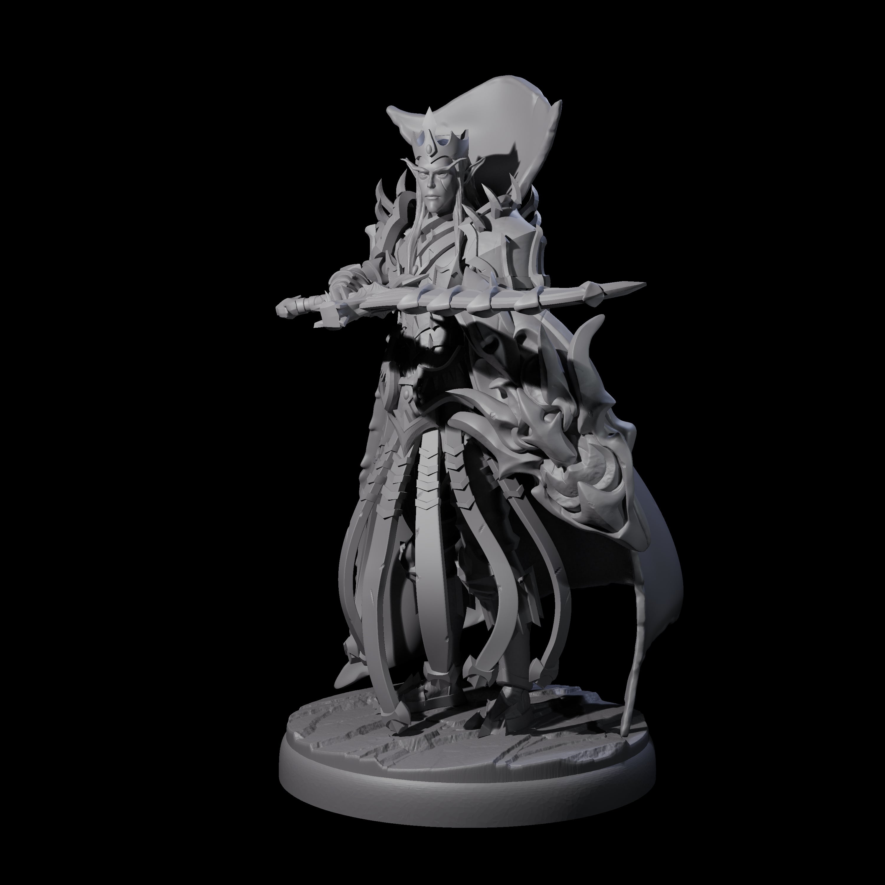 Royal Dark Elf Knight E Miniature for Dungeons and Dragons, Pathfinder or other TTRPGs