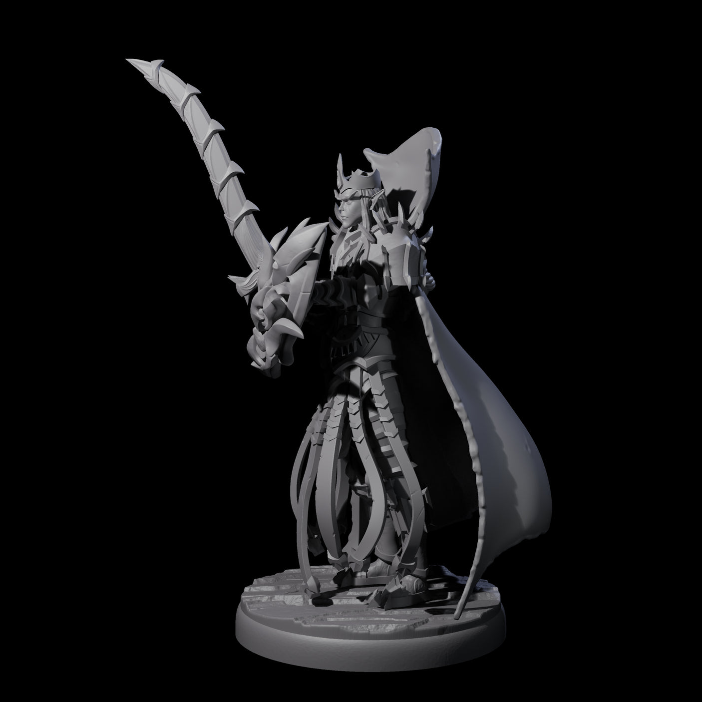 Royal Dark Elf Knight F Miniature for Dungeons and Dragons, Pathfinder or other TTRPGs