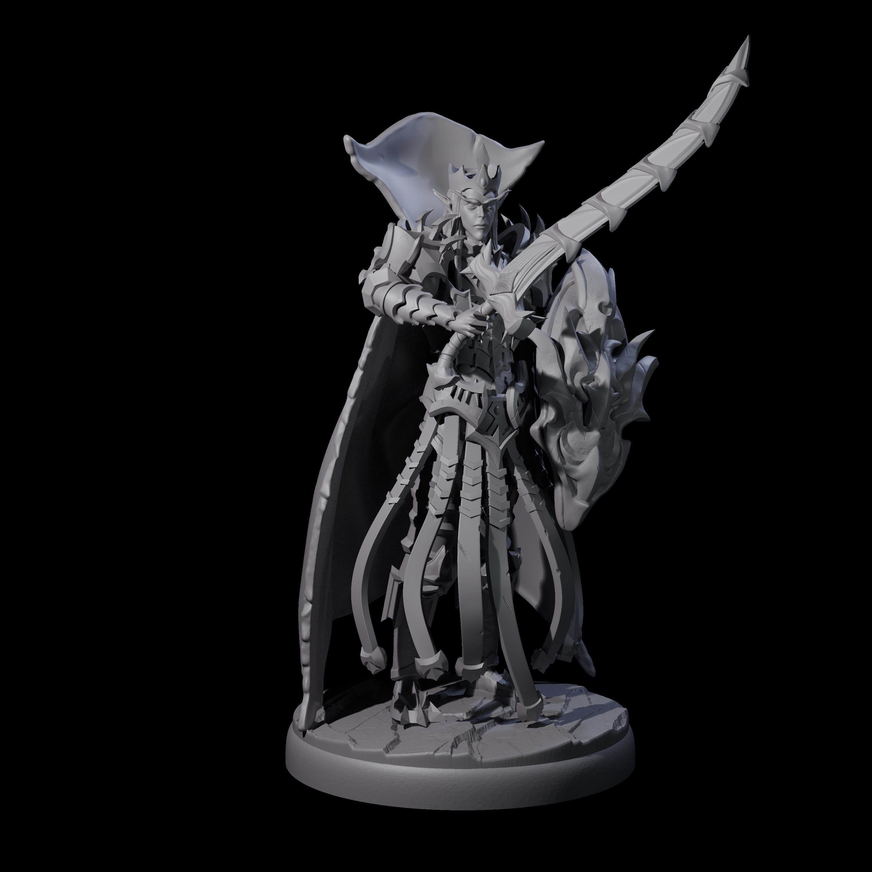 Royal Dark Elf Knight G Miniature for Dungeons and Dragons, Pathfinder or other TTRPGs