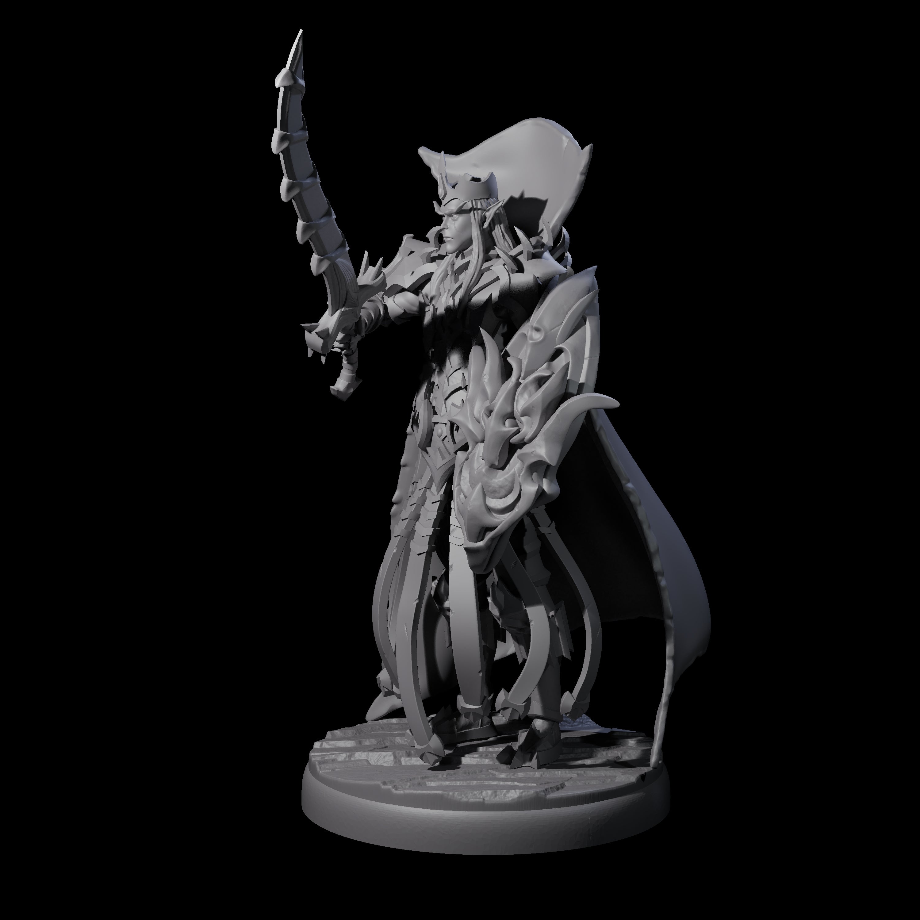 Royal Dark Elf Knight G Miniature for Dungeons and Dragons, Pathfinder or other TTRPGs