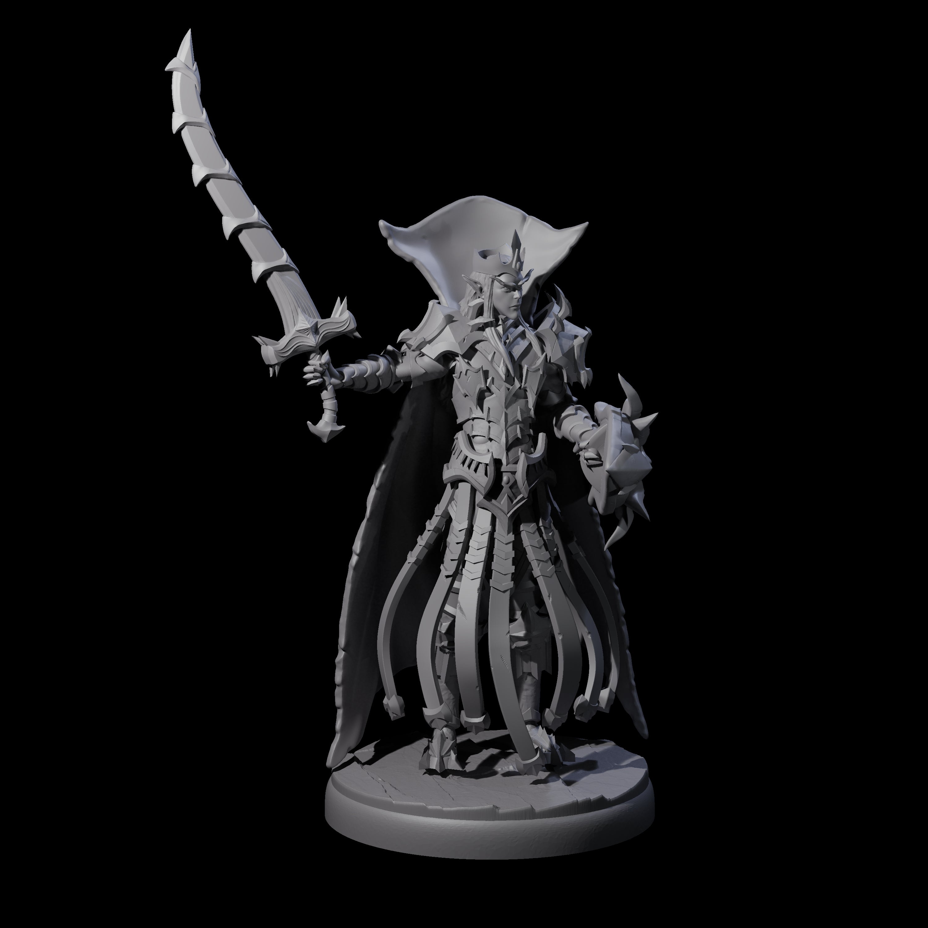 Royal Dark Elf Knight H Miniature for Dungeons and Dragons, Pathfinder or other TTRPGs