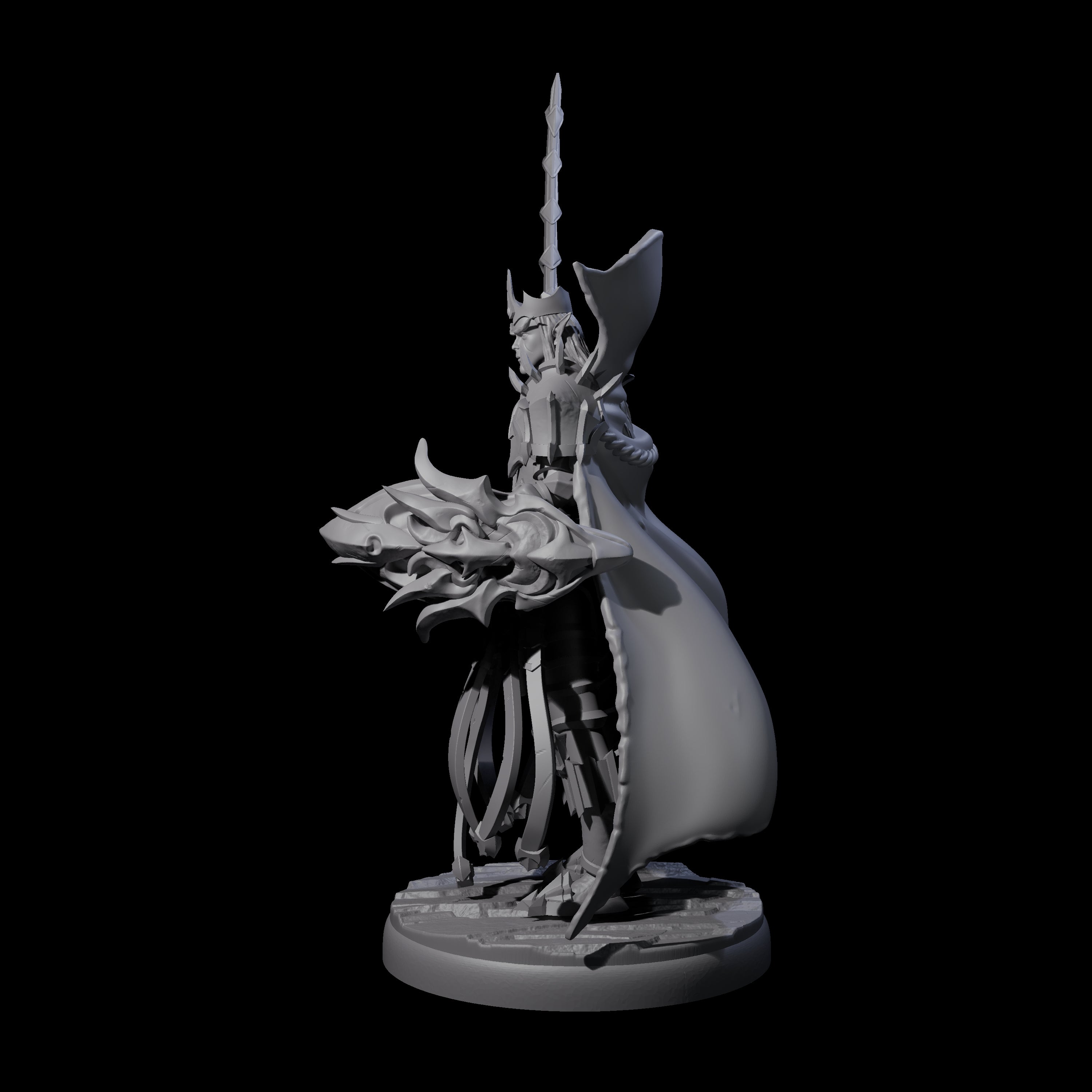 Royal Dark Elf Knight H Miniature for Dungeons and Dragons, Pathfinder or other TTRPGs