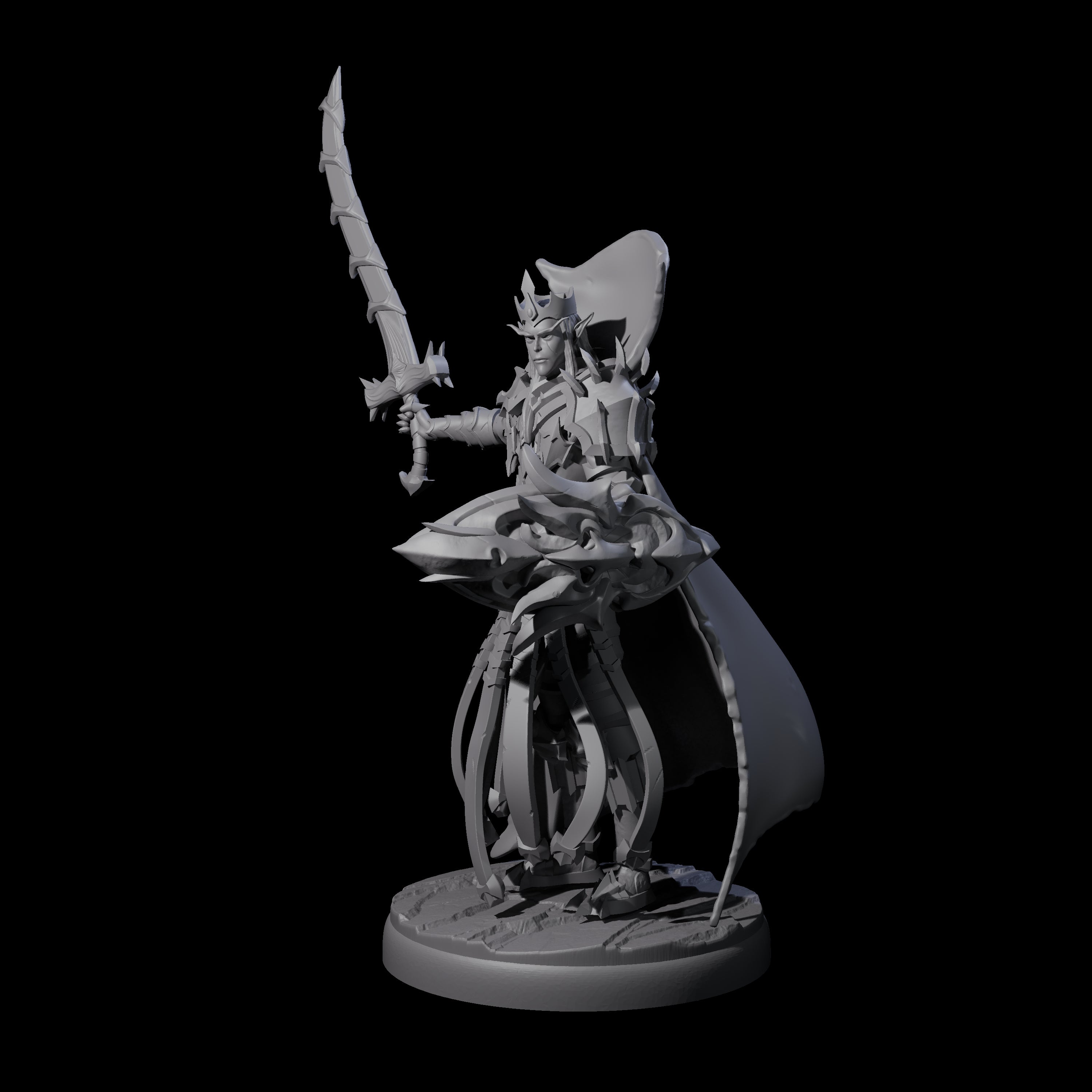 Royal Dark Elf Knight H Miniature for Dungeons and Dragons, Pathfinder or other TTRPGs