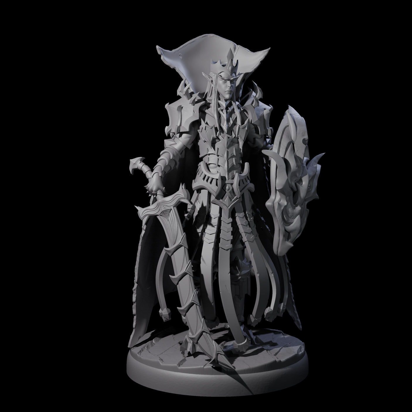 Royal Dark Elf Knight I Miniature for Dungeons and Dragons, Pathfinder or other TTRPGs