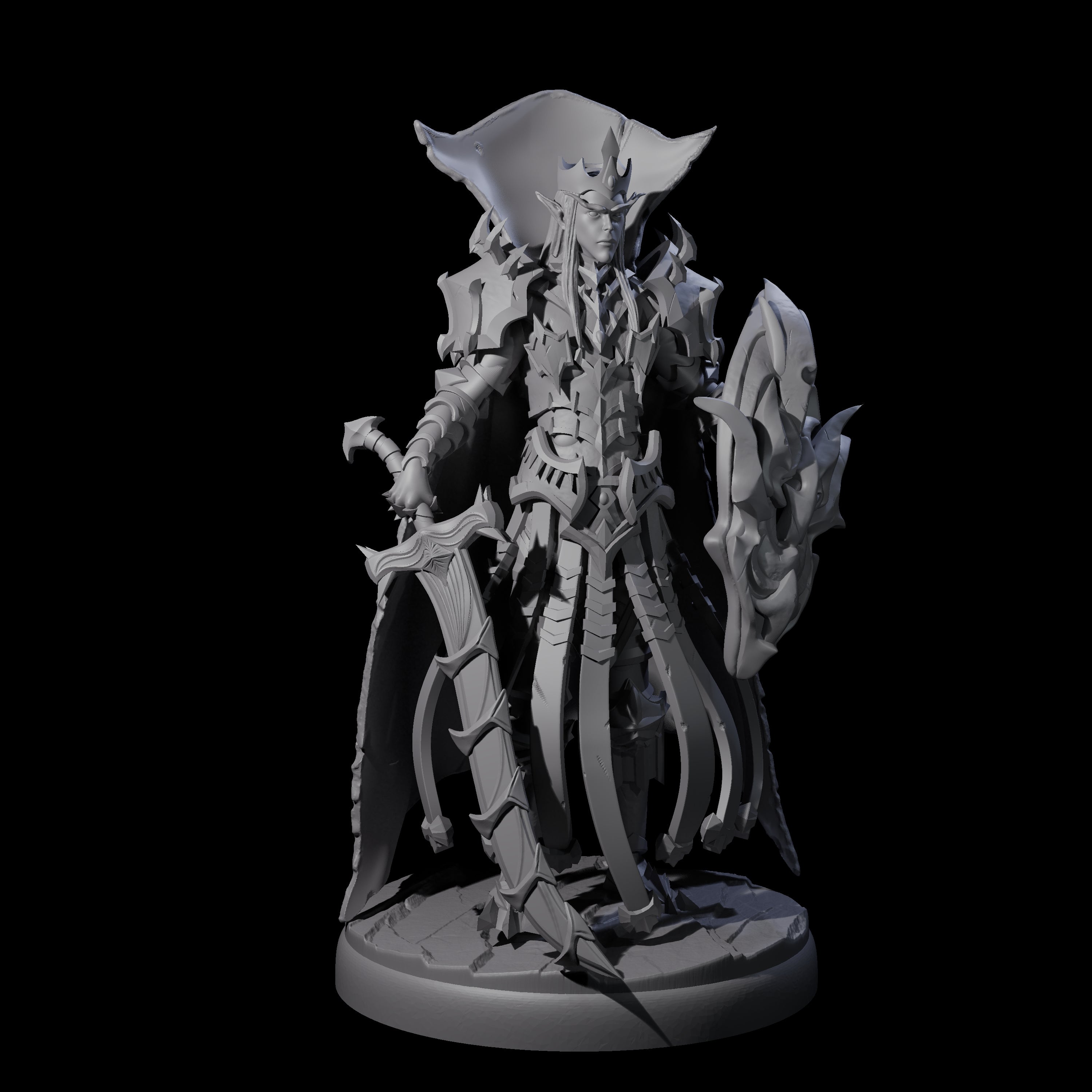 Royal Dark Elf Knight I Miniature for Dungeons and Dragons, Pathfinder or other TTRPGs
