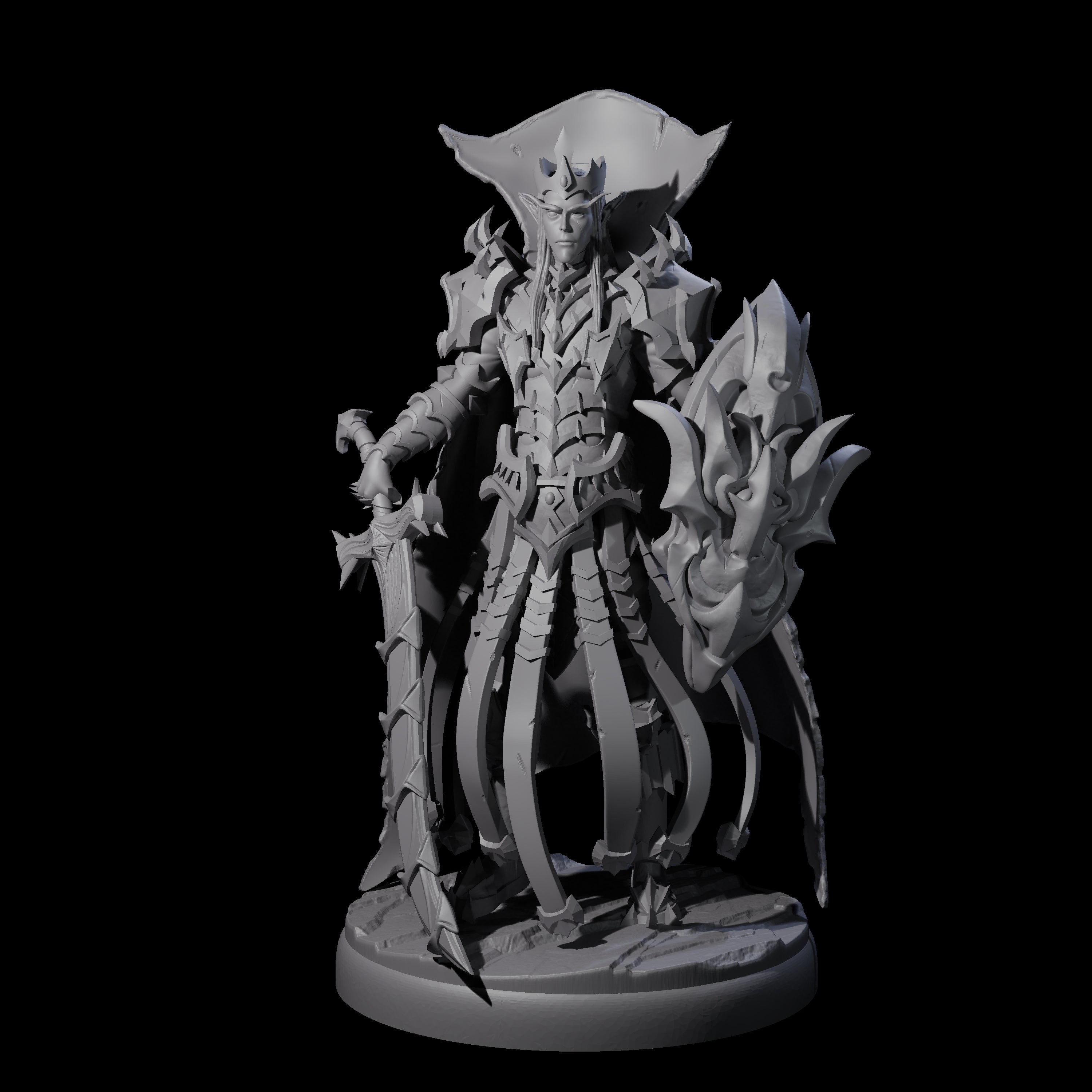 Royal Dark Elf Knight I Miniature for Dungeons and Dragons, Pathfinder or other TTRPGs