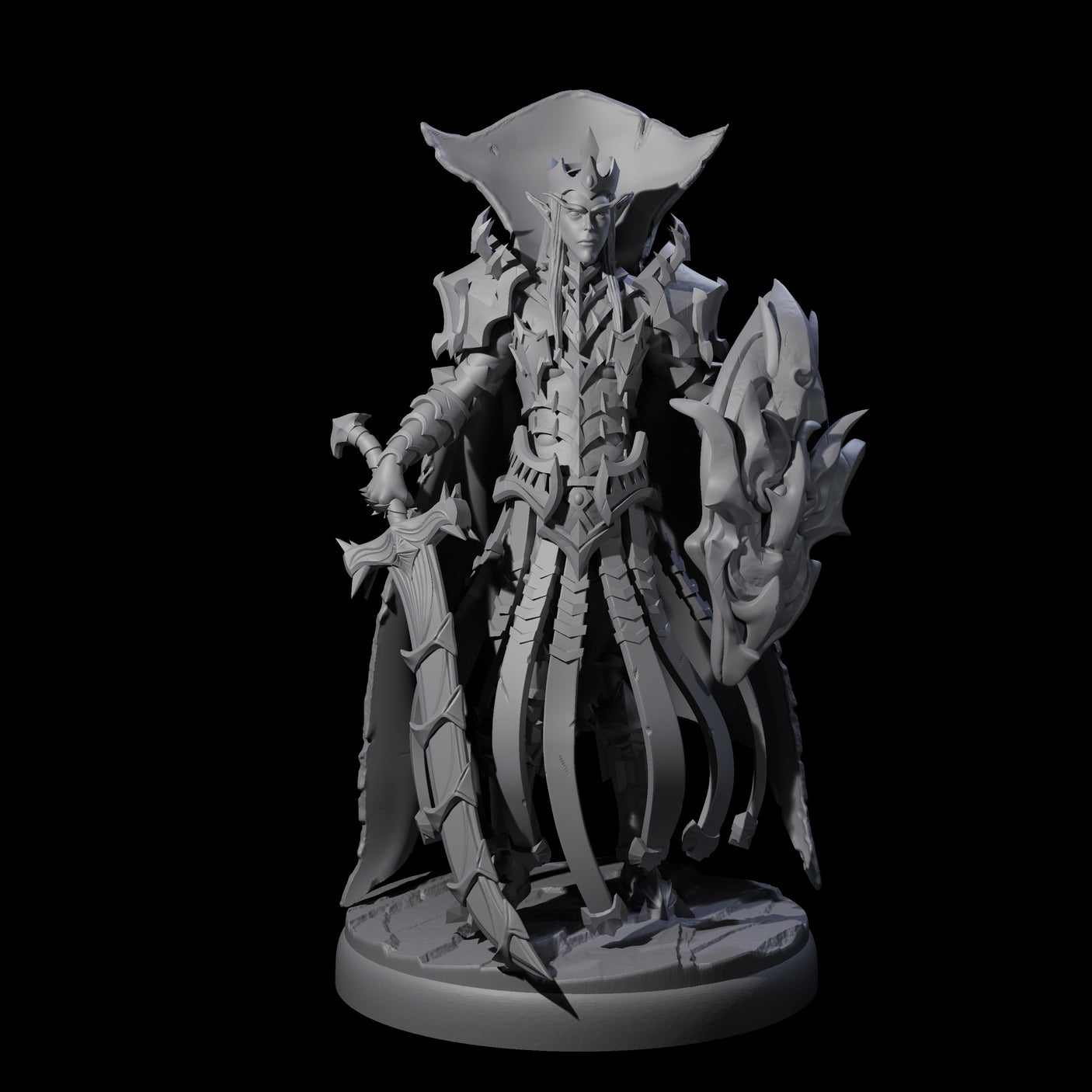 Royal Dark Elf Knight I Miniature for Dungeons and Dragons, Pathfinder or other TTRPGs