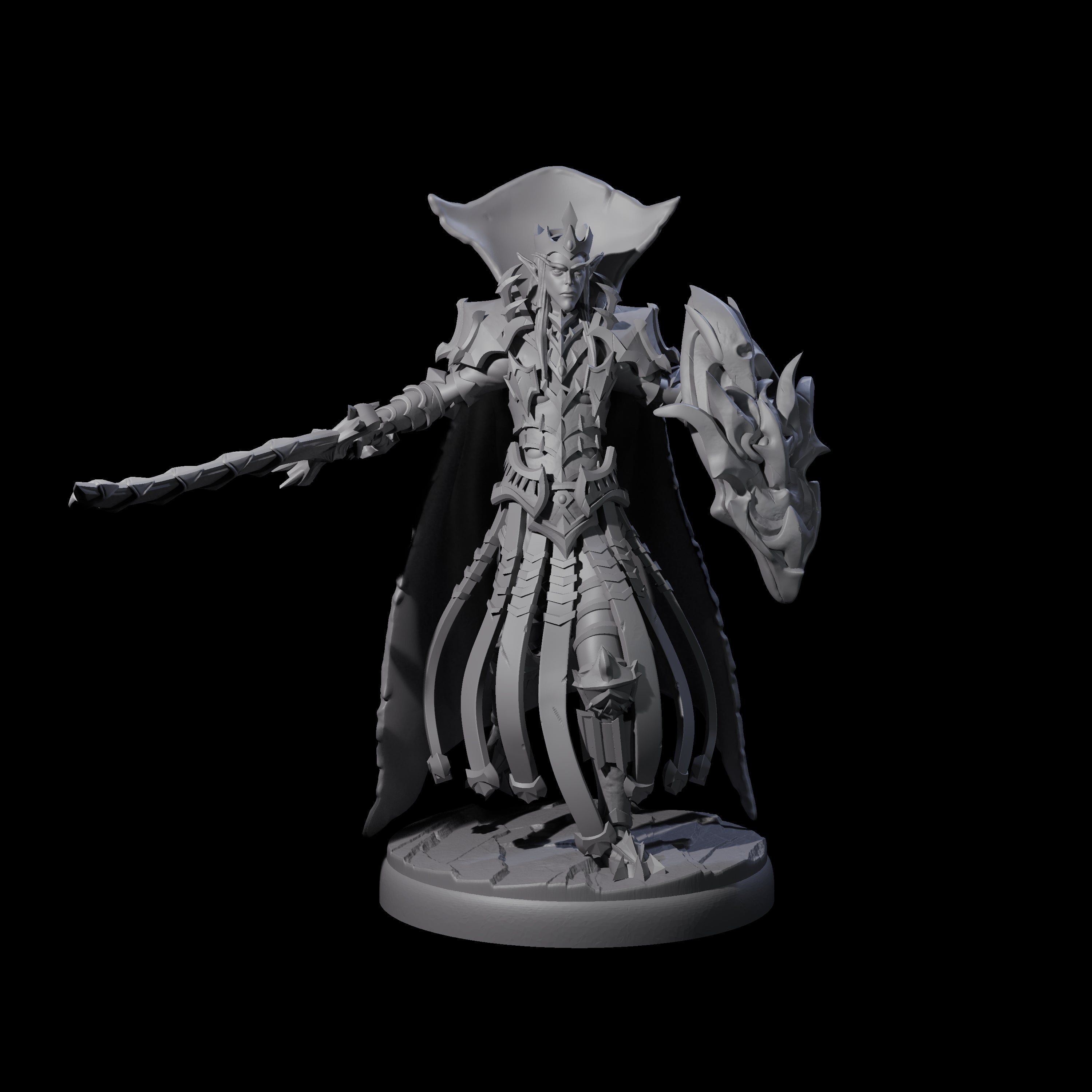Royal Dark Elf Knight J Miniature for Dungeons and Dragons, Pathfinder or other TTRPGs