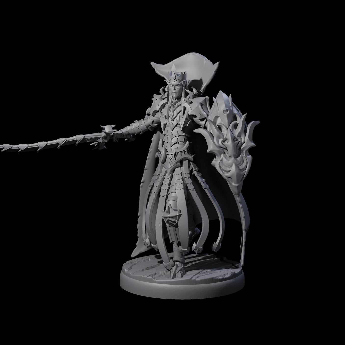 Royal Dark Elf Knight J Miniature for Dungeons and Dragons, Pathfinder or other TTRPGs