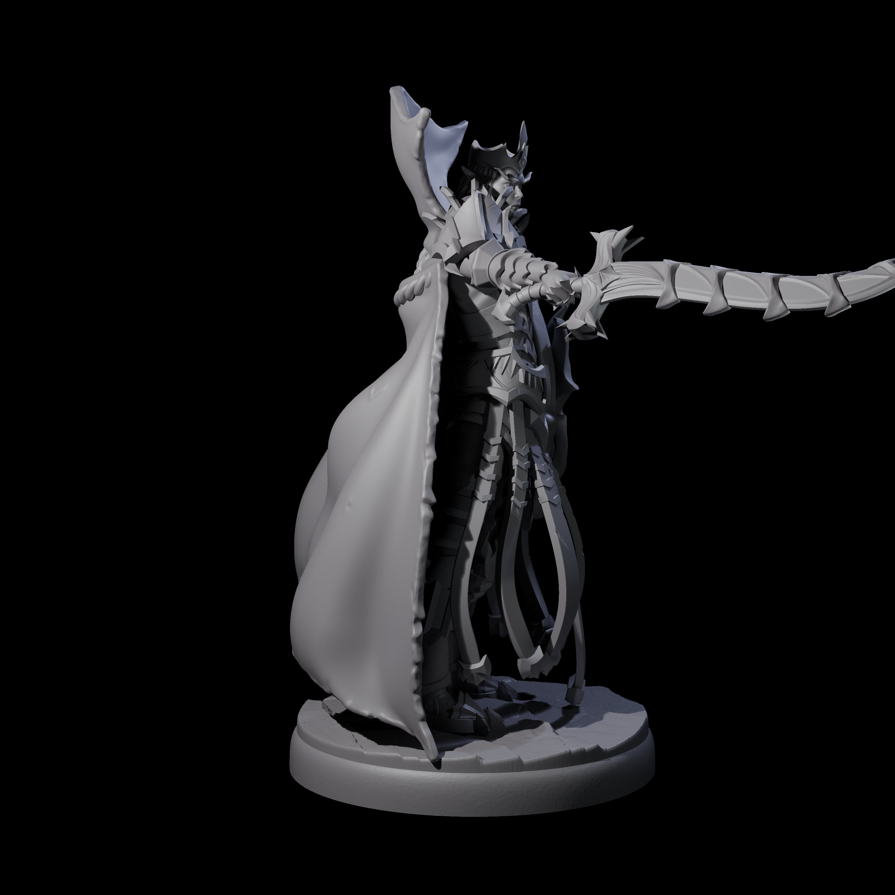 Royal Dark Elf Knight K Miniature for Dungeons and Dragons, Pathfinder or other TTRPGs