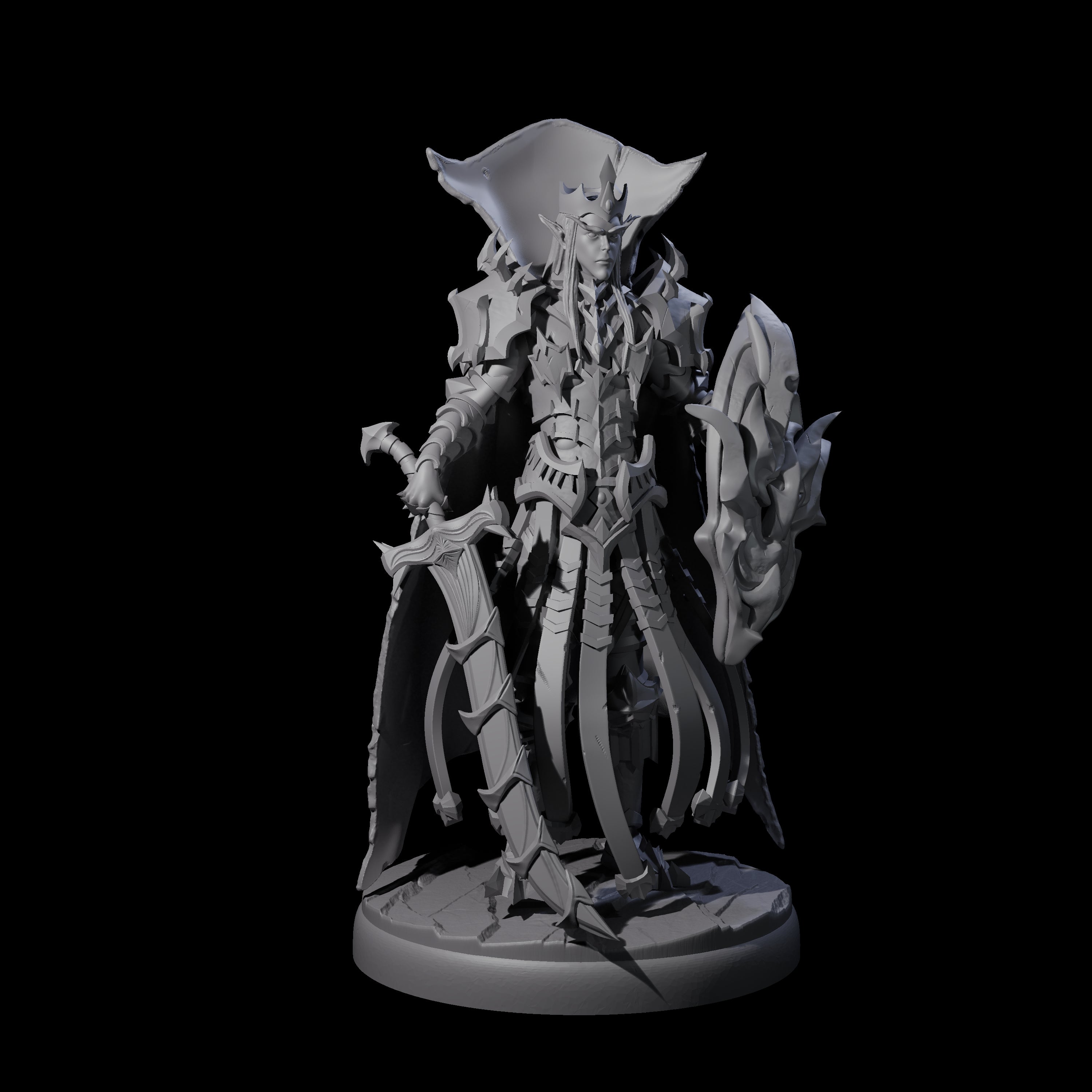 Royal Dark Elf Knight L Miniature for Dungeons and Dragons, Pathfinder or other TTRPGs