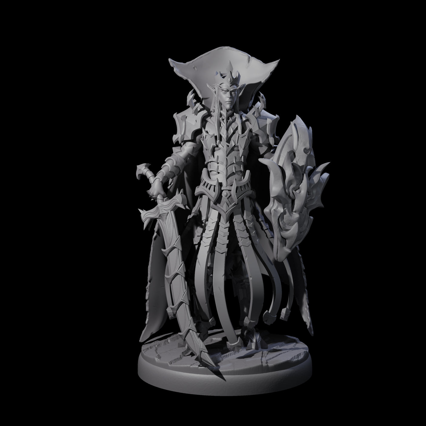 Royal Dark Elf Knight L Miniature for Dungeons and Dragons, Pathfinder or other TTRPGs