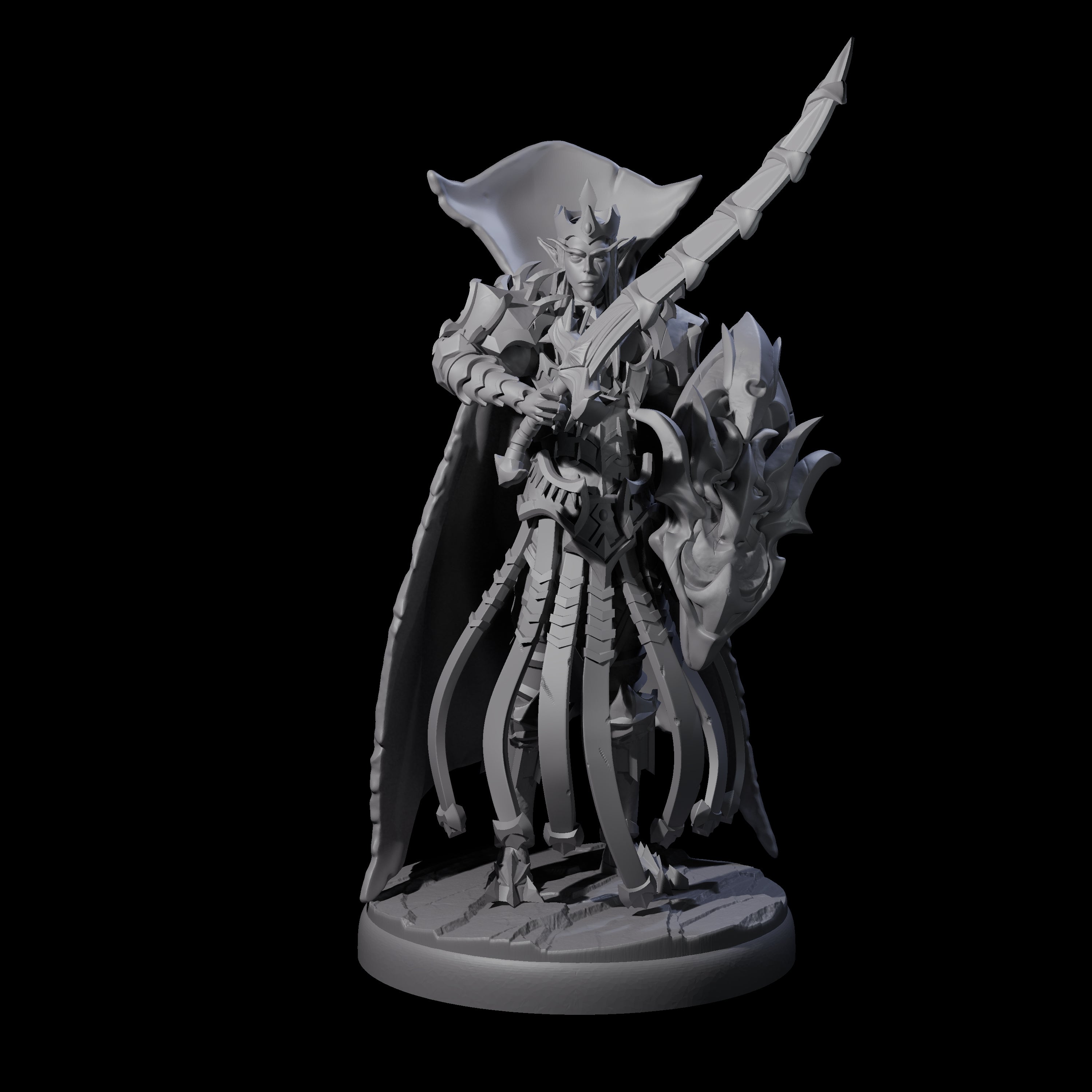 Royal Dark Elf Knight Phalanx Miniature for Dungeons and Dragons, Pathfinder or other TTRPGs