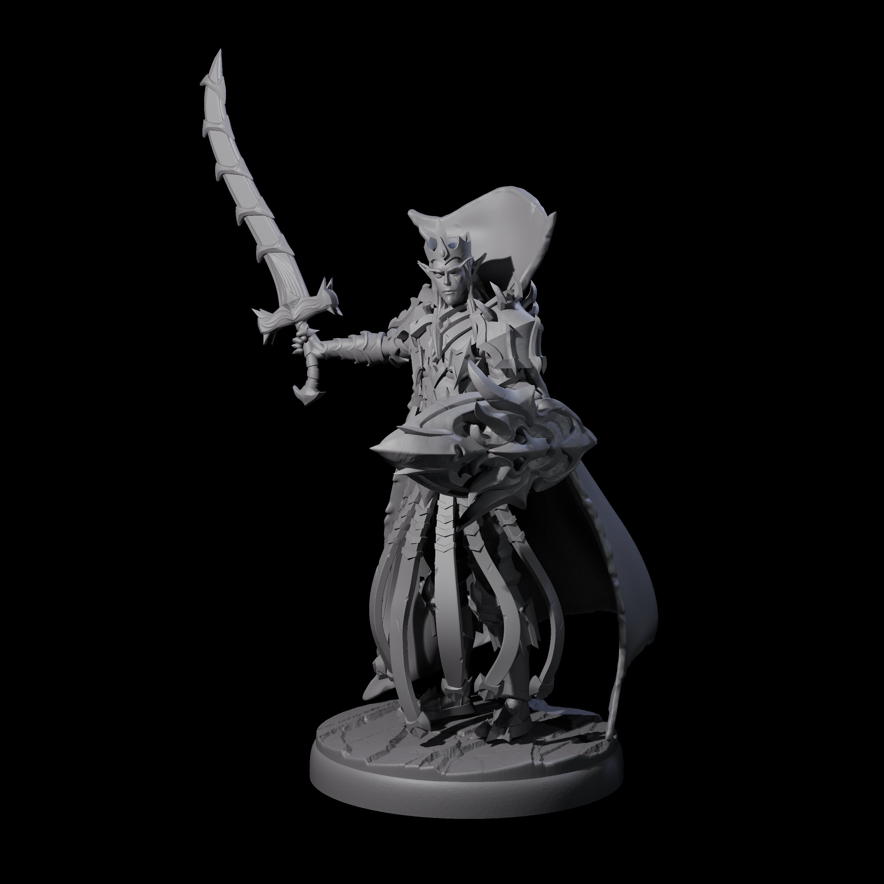 Royal Dark Elf Knight Phalanx Miniature for Dungeons and Dragons, Pathfinder or other TTRPGs