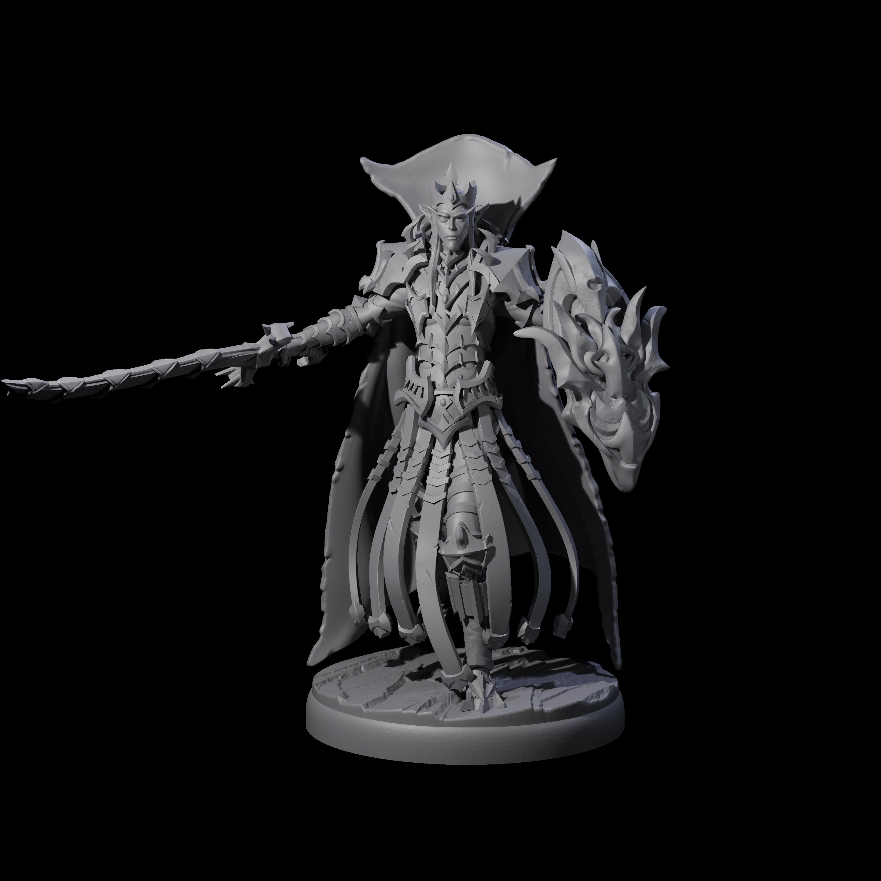 Royal Dark Elf Knight Phalanx Miniature for Dungeons and Dragons, Pathfinder or other TTRPGs