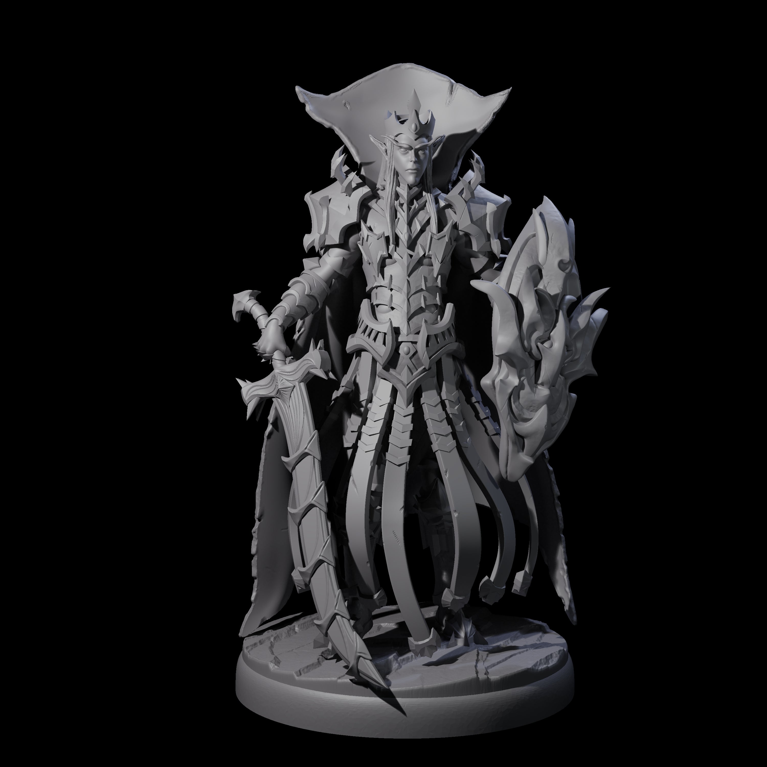 Royal Dark Elf Knight Phalanx Miniature for Dungeons and Dragons, Pathfinder or other TTRPGs