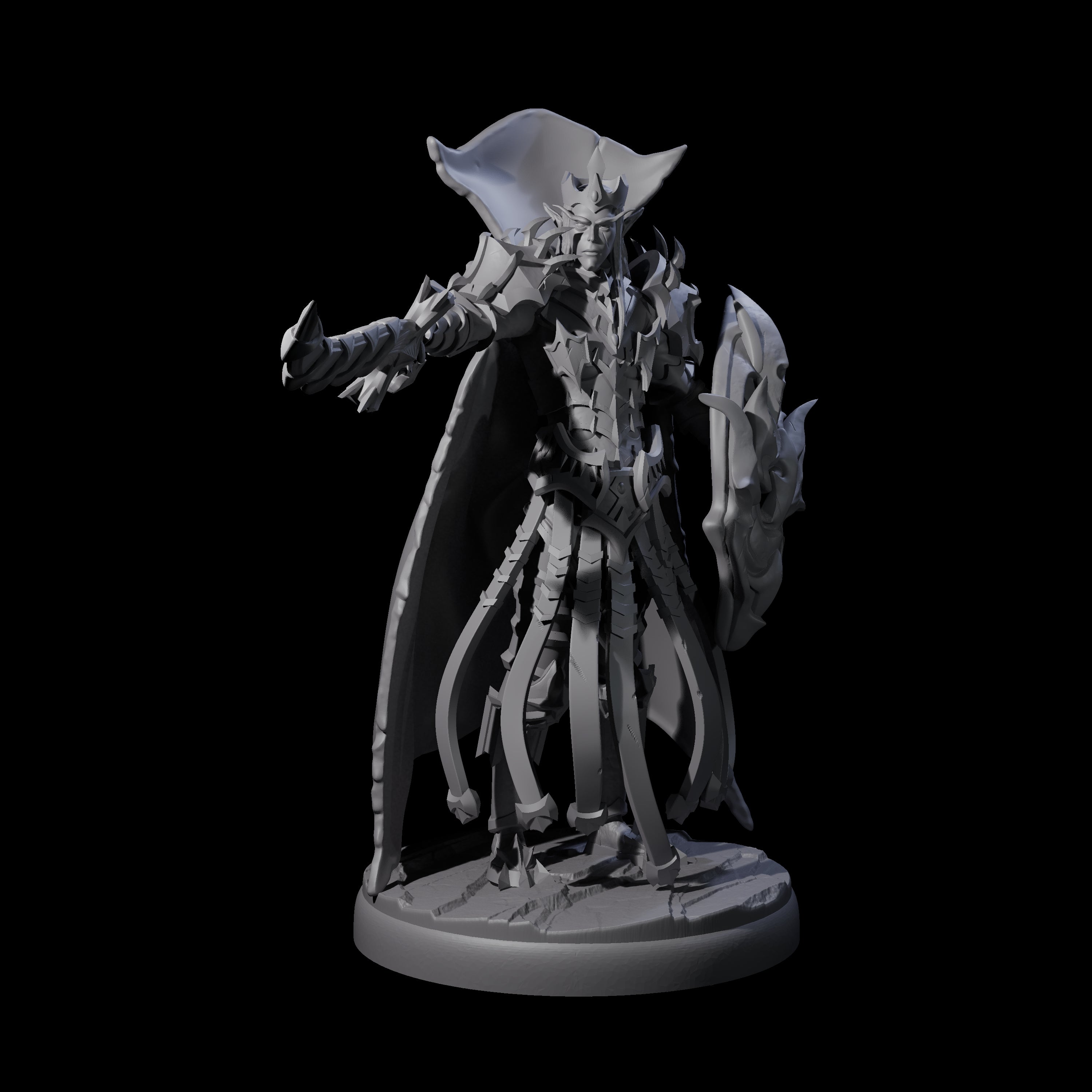 Royal Dark Elf Knight Phalanx Miniature for Dungeons and Dragons, Pathfinder or other TTRPGs