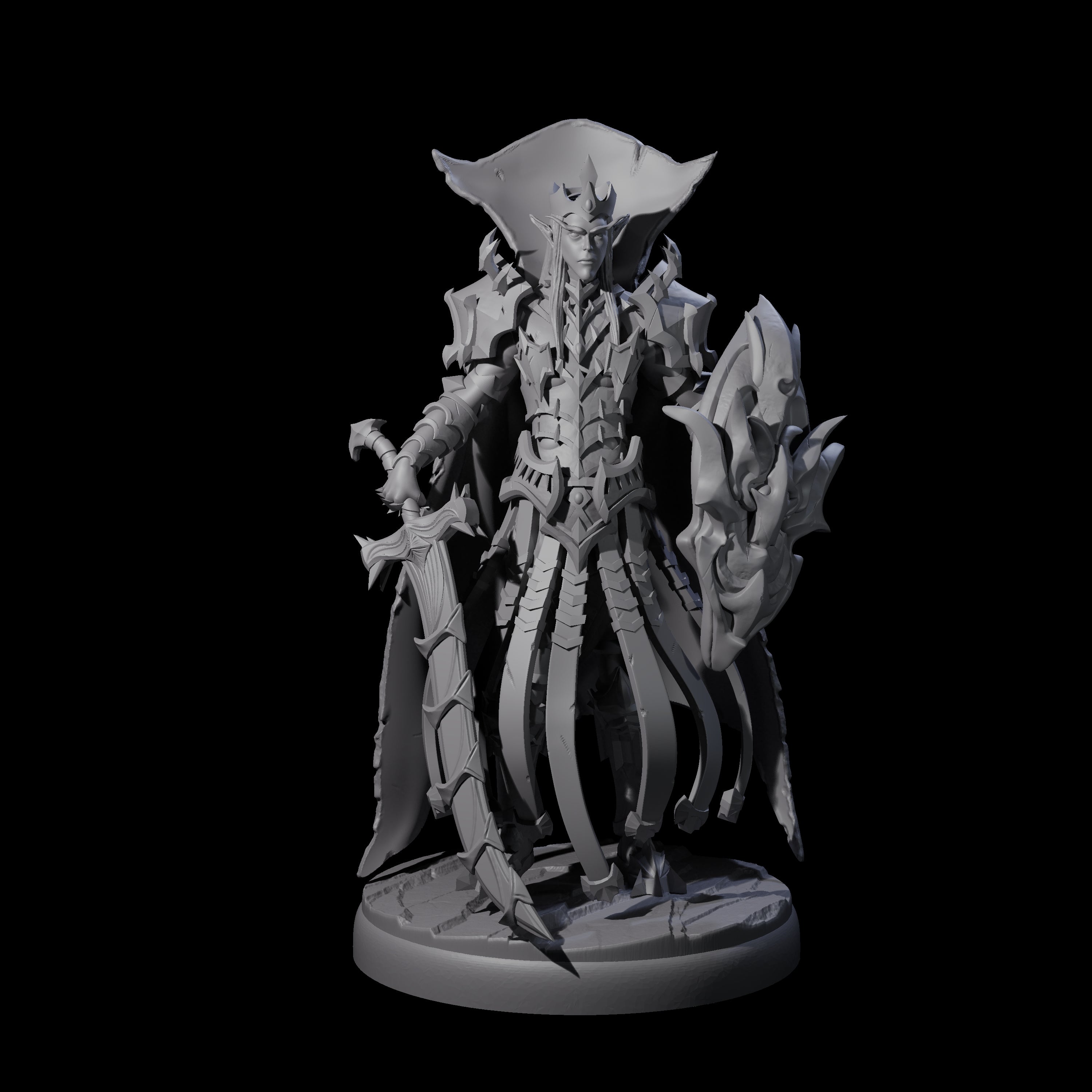 Royal Dark Elf Knight Phalanx Miniature for Dungeons and Dragons, Pathfinder or other TTRPGs