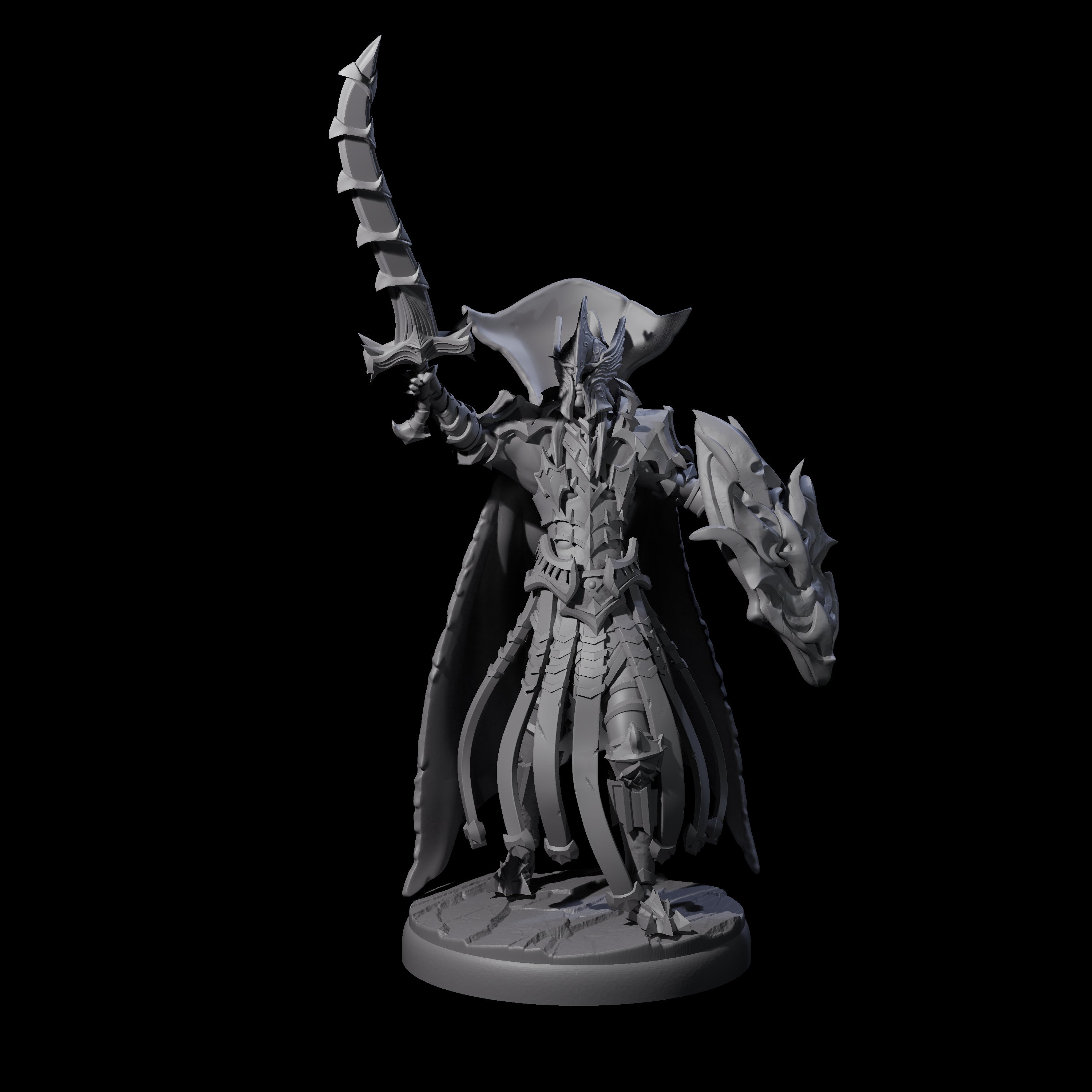 Royal Dark Elf Knight Phalanx Miniature for Dungeons and Dragons, Pathfinder or other TTRPGs