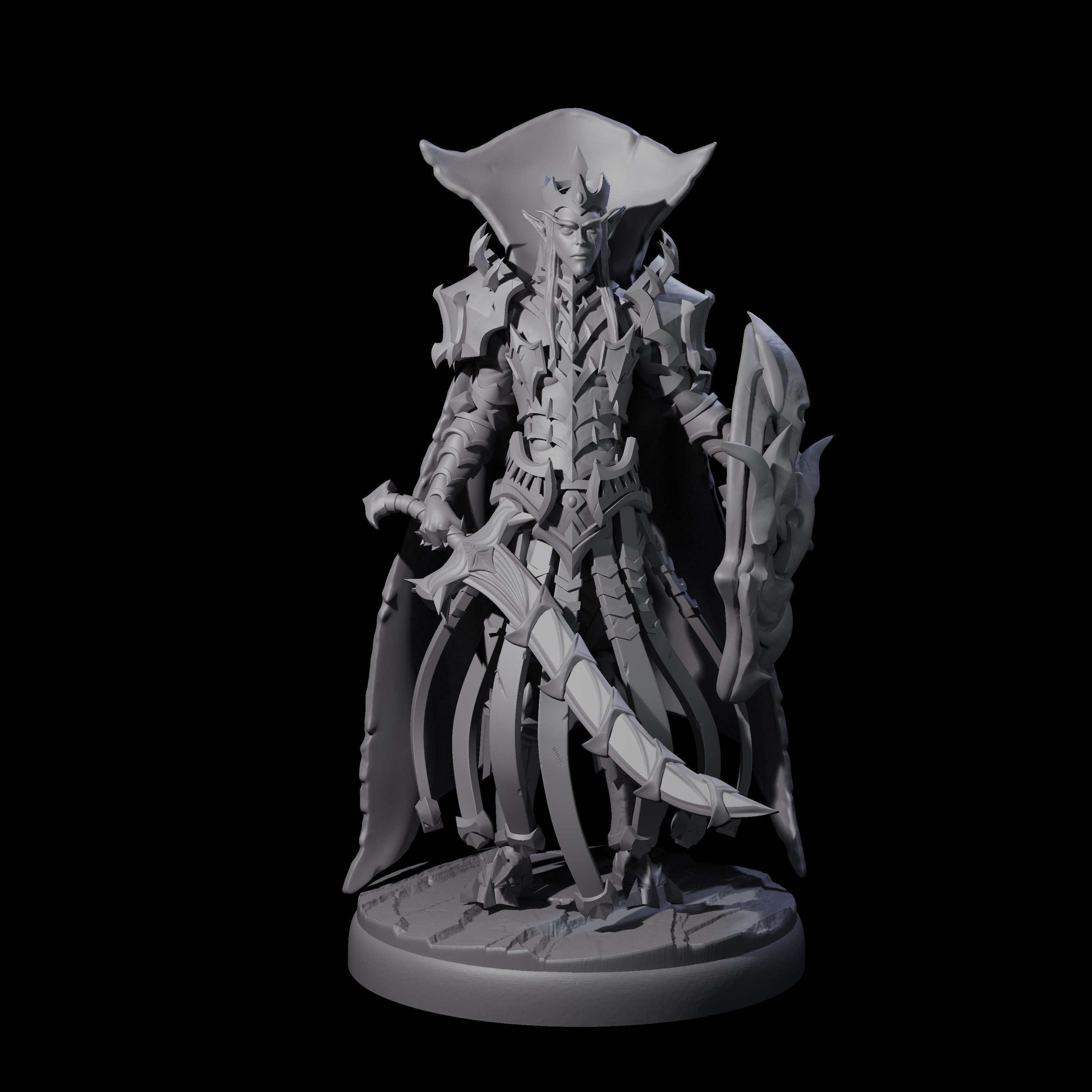 Royal Dark Elf Knight Phalanx Miniature for Dungeons and Dragons, Pathfinder or other TTRPGs