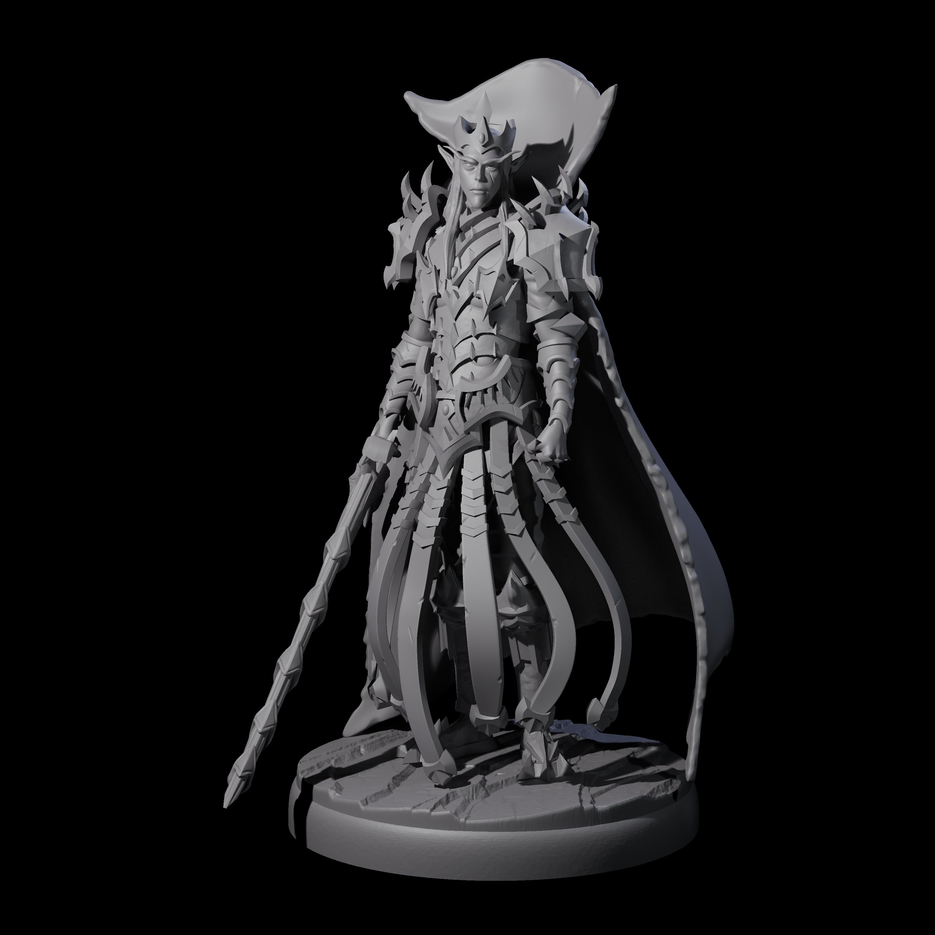 Royal Dark Elf Knight Phalanx Miniature for Dungeons and Dragons, Pathfinder or other TTRPGs