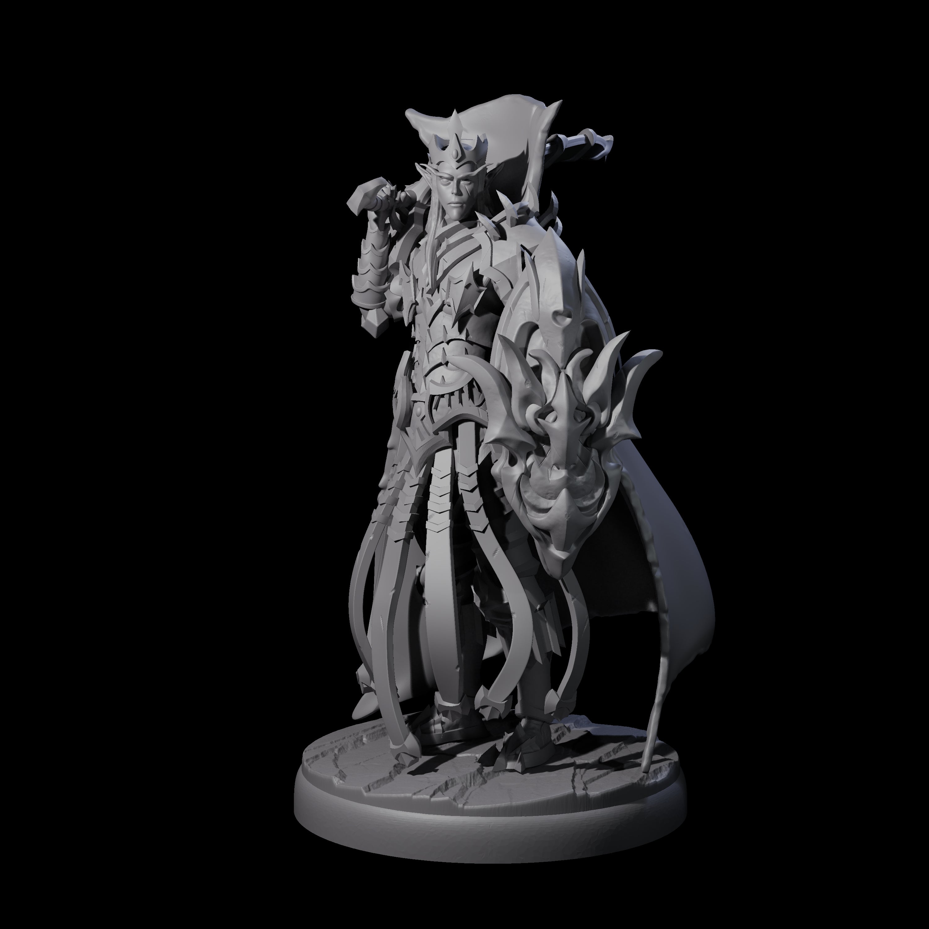 Royal Dark Elf Knight Phalanx Miniature for Dungeons and Dragons, Pathfinder or other TTRPGs